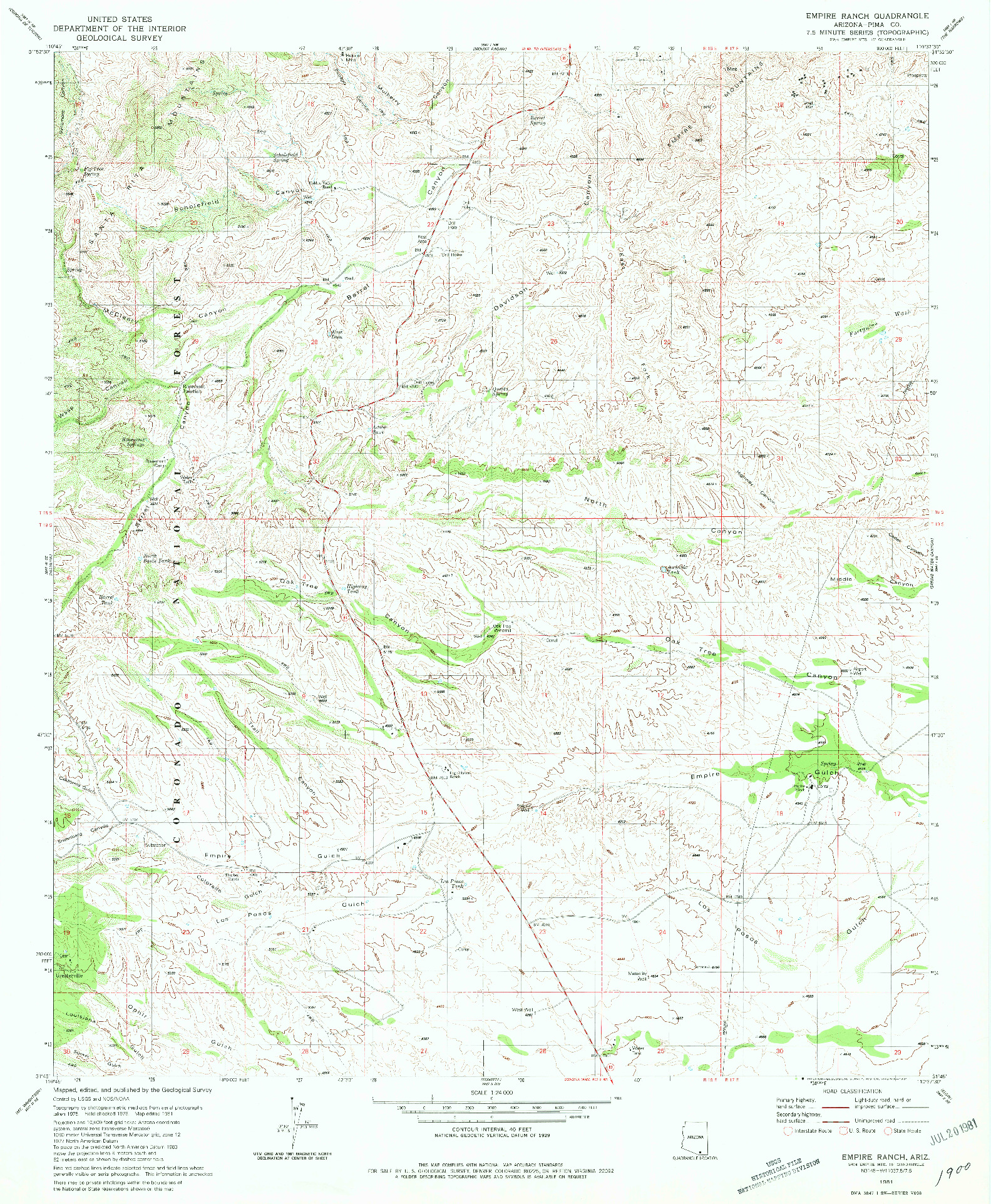 USGS 1:24000-SCALE QUADRANGLE FOR EMPIRE RANCH, AZ 1981