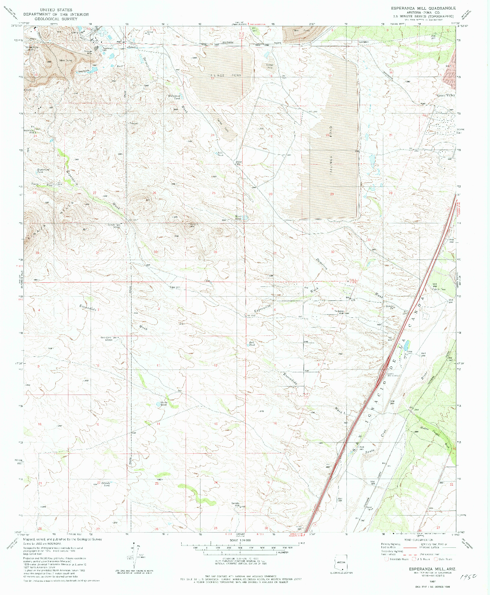 USGS 1:24000-SCALE QUADRANGLE FOR ESPERANZA MILL, AZ 1981