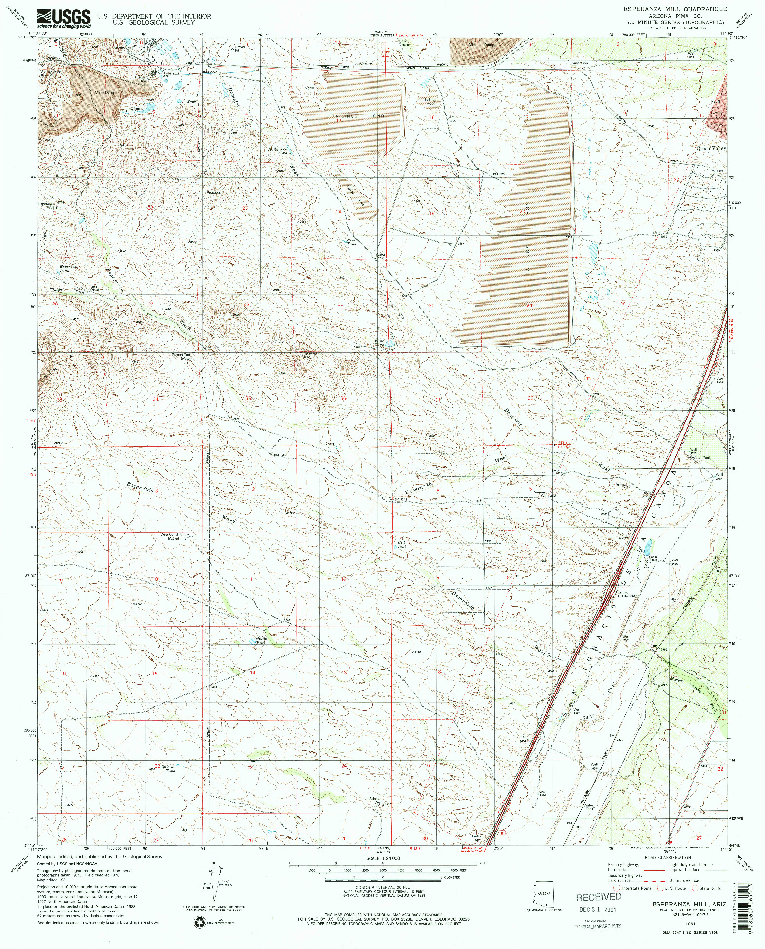 USGS 1:24000-SCALE QUADRANGLE FOR ESPERANZA MILL, AZ 1981