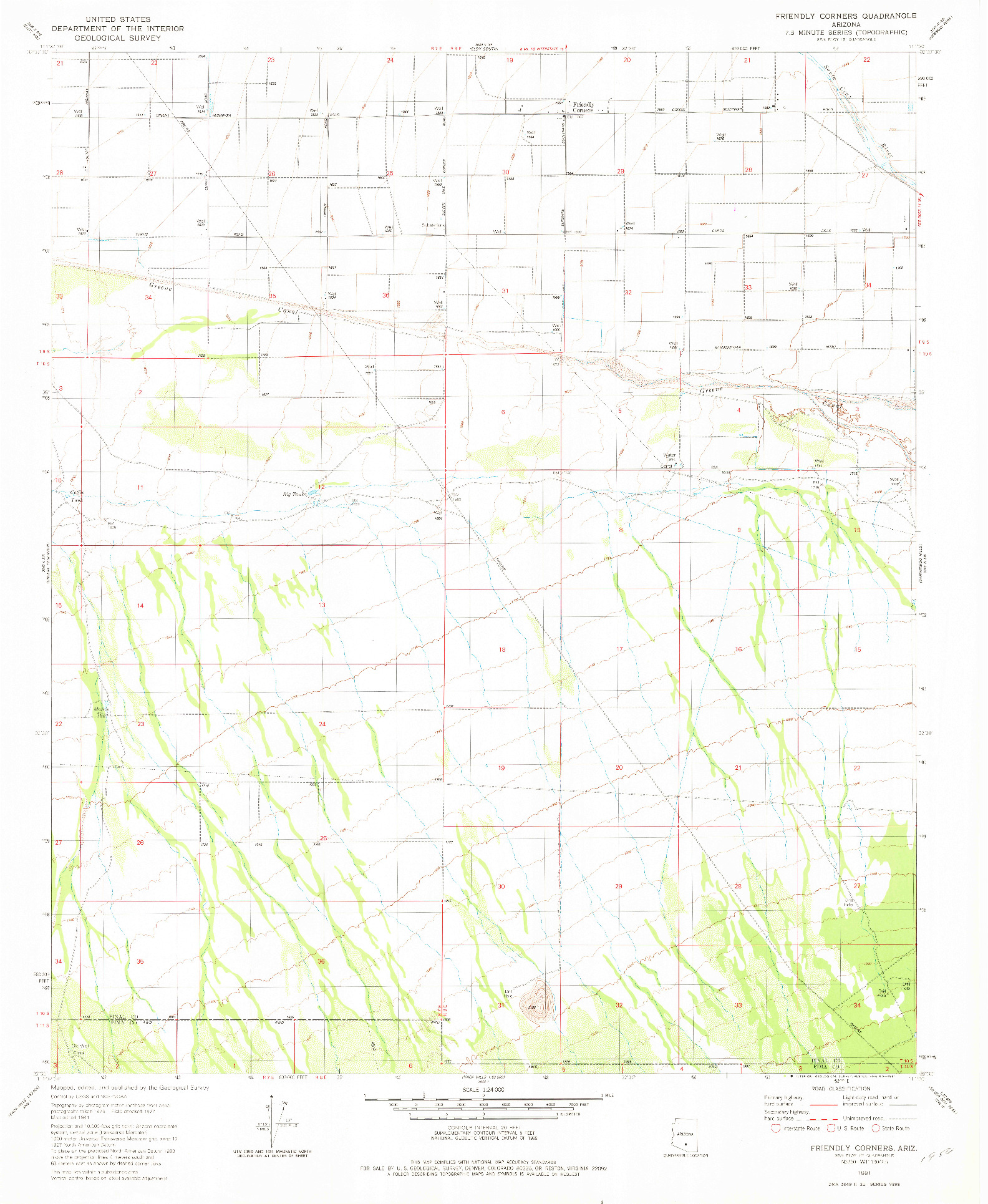 USGS 1:24000-SCALE QUADRANGLE FOR FRIENDLY CORNERS, AZ 1981