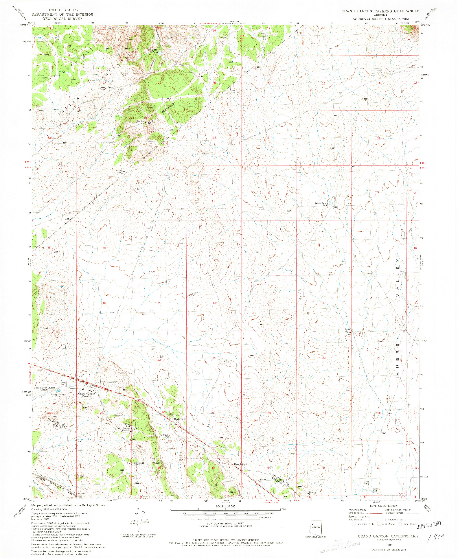 USGS 1:24000-SCALE QUADRANGLE FOR GRAND CANYON CAVERNS, AZ 1981