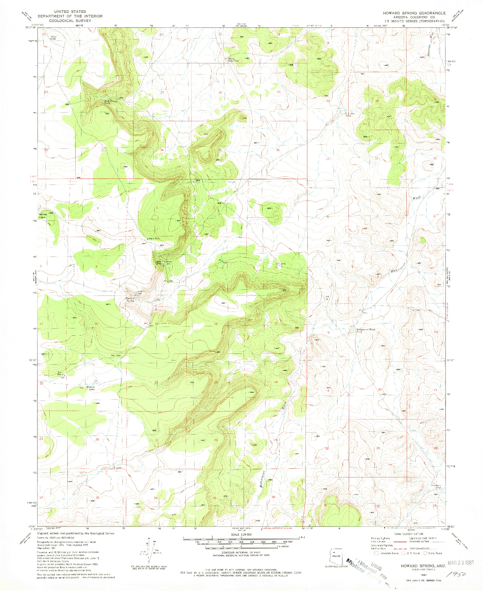 USGS 1:24000-SCALE QUADRANGLE FOR HOWARD SPRING, AZ 1981