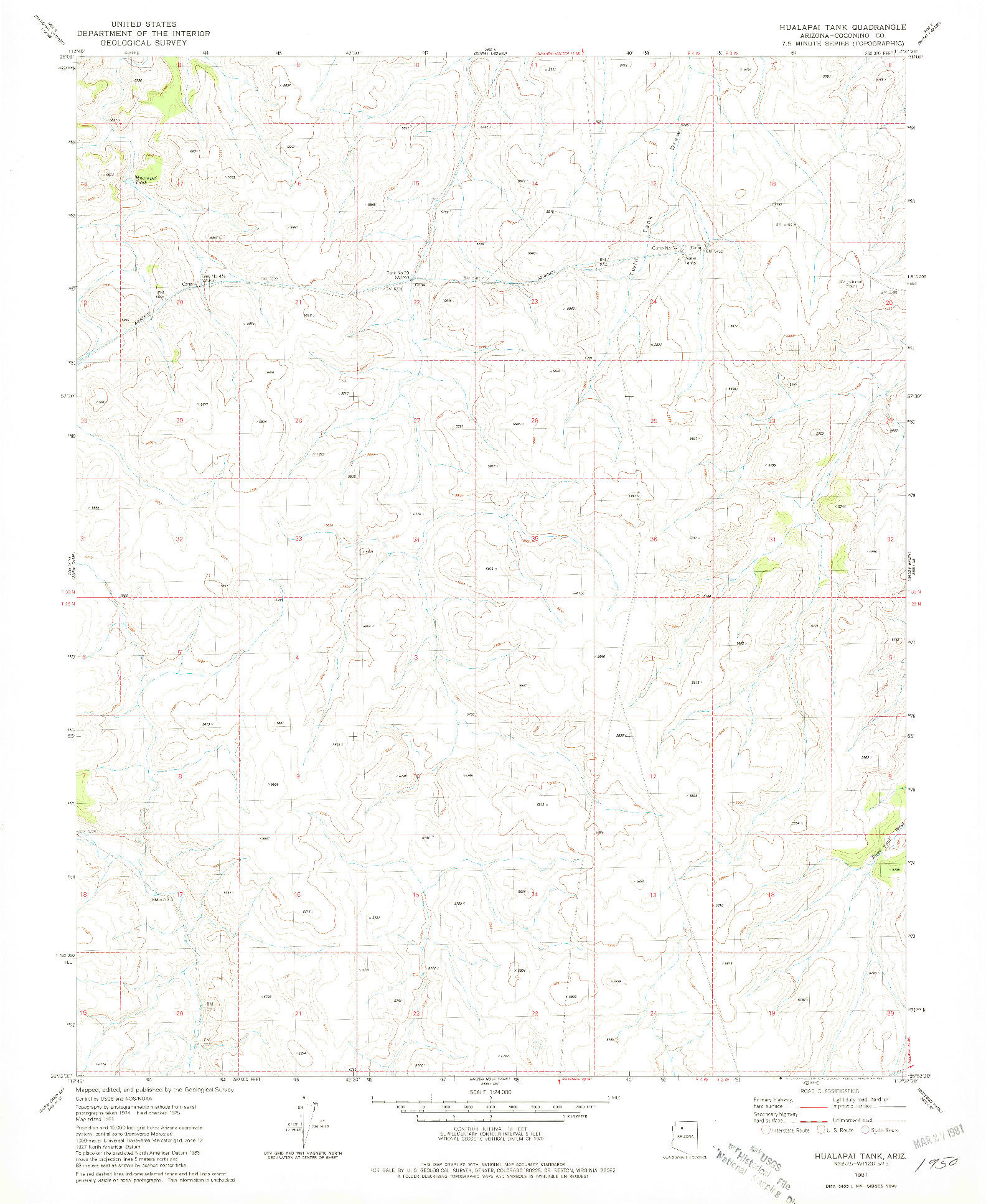 USGS 1:24000-SCALE QUADRANGLE FOR HUALAPAI TANK, AZ 1981