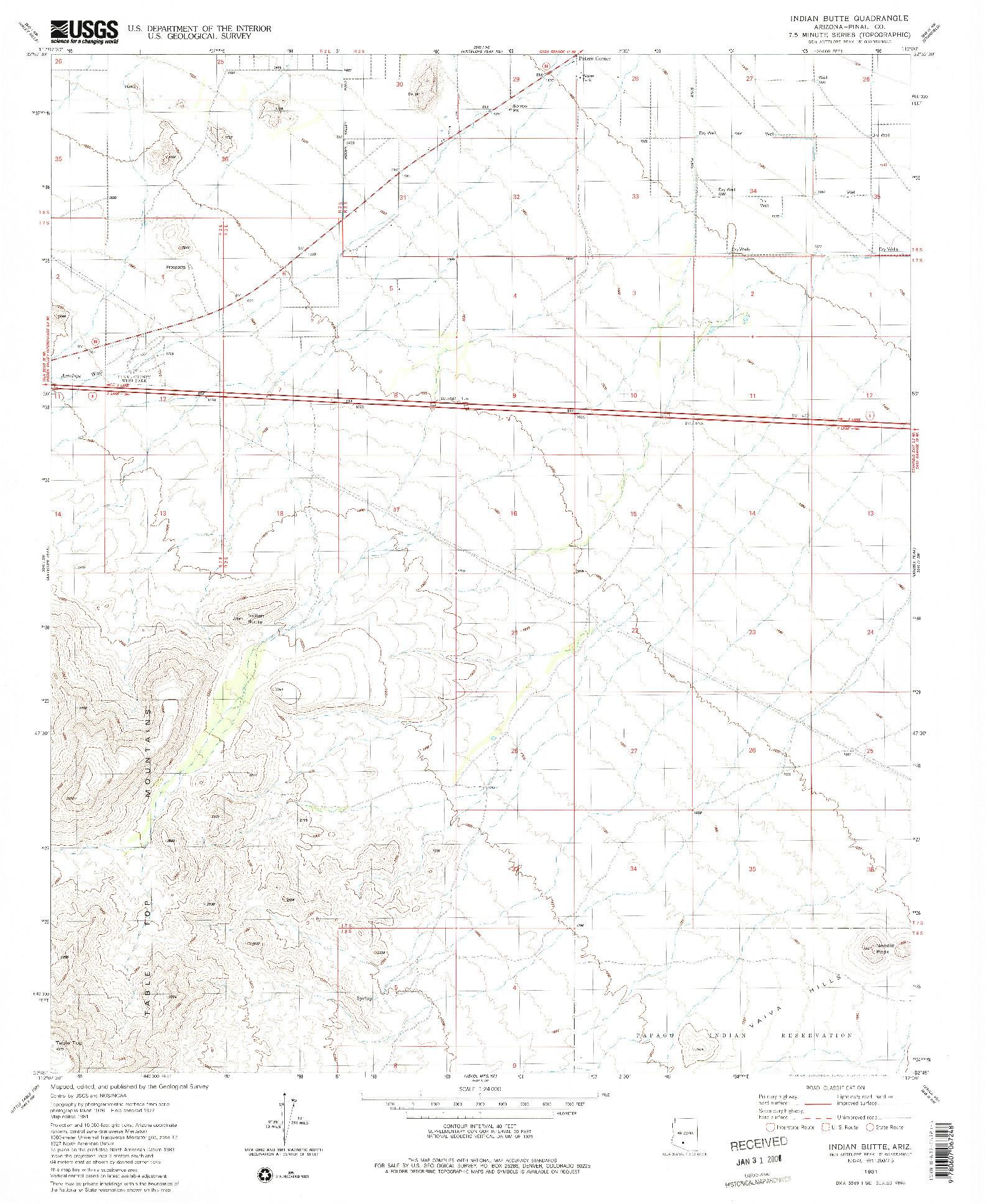 USGS 1:24000-SCALE QUADRANGLE FOR INDIAN BUTTE, AZ 1981