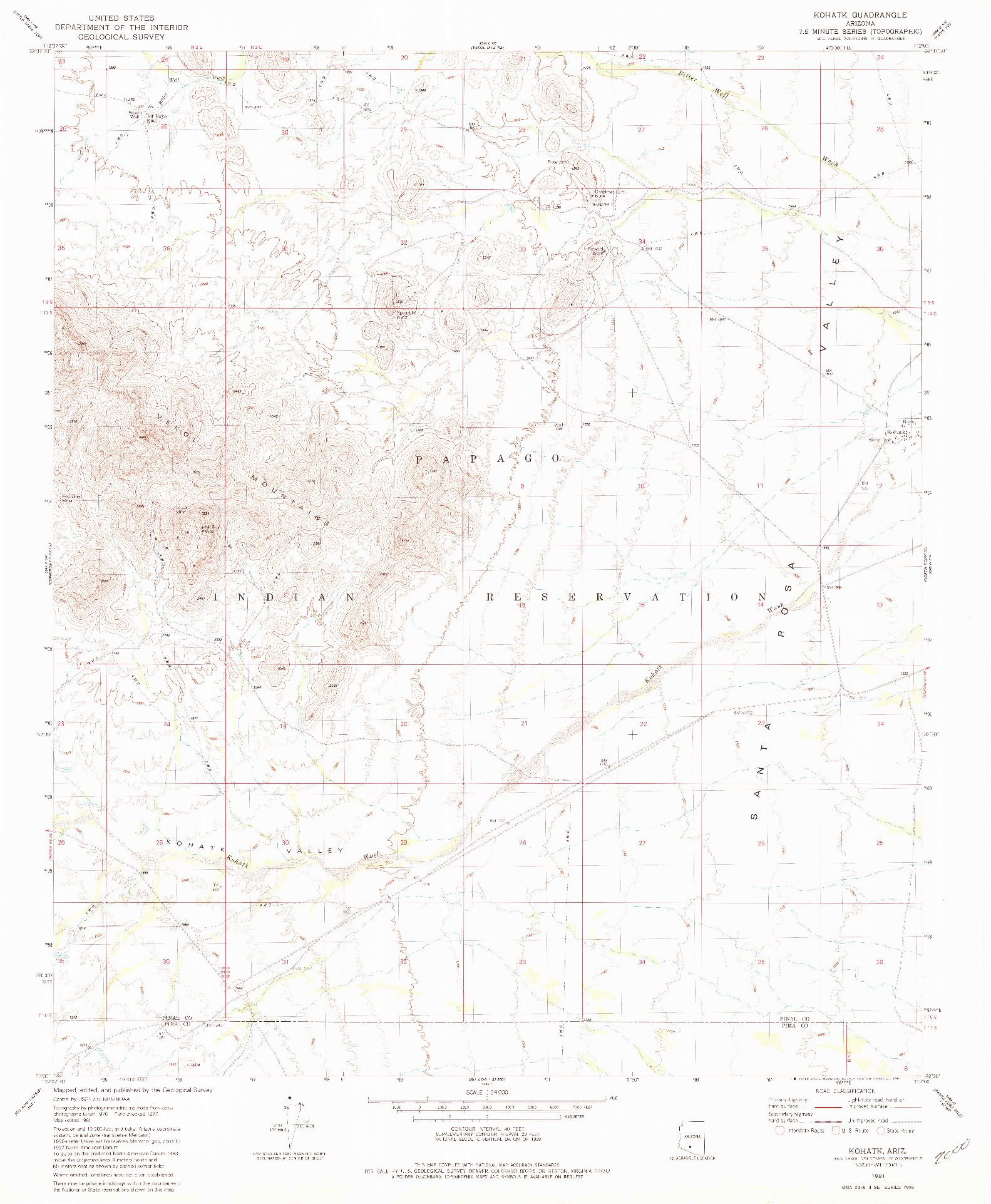 USGS 1:24000-SCALE QUADRANGLE FOR KOHATK, AZ 1981
