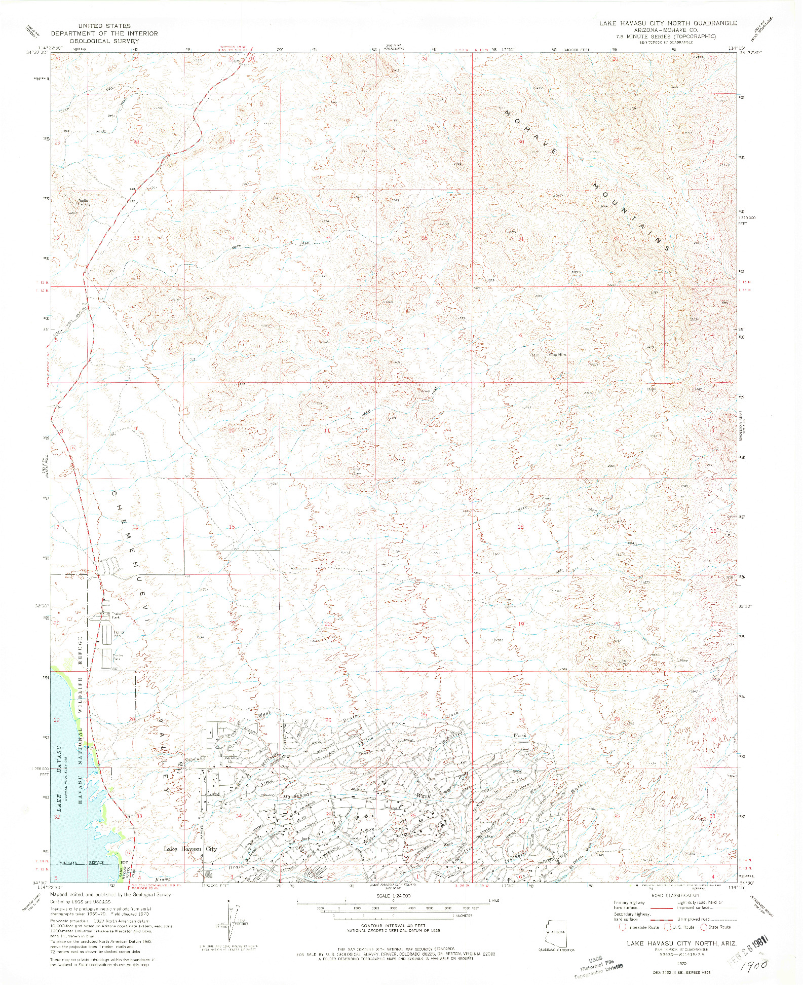 USGS 1:24000-SCALE QUADRANGLE FOR LAKE HAVASU CITY NORTH, AZ 1970