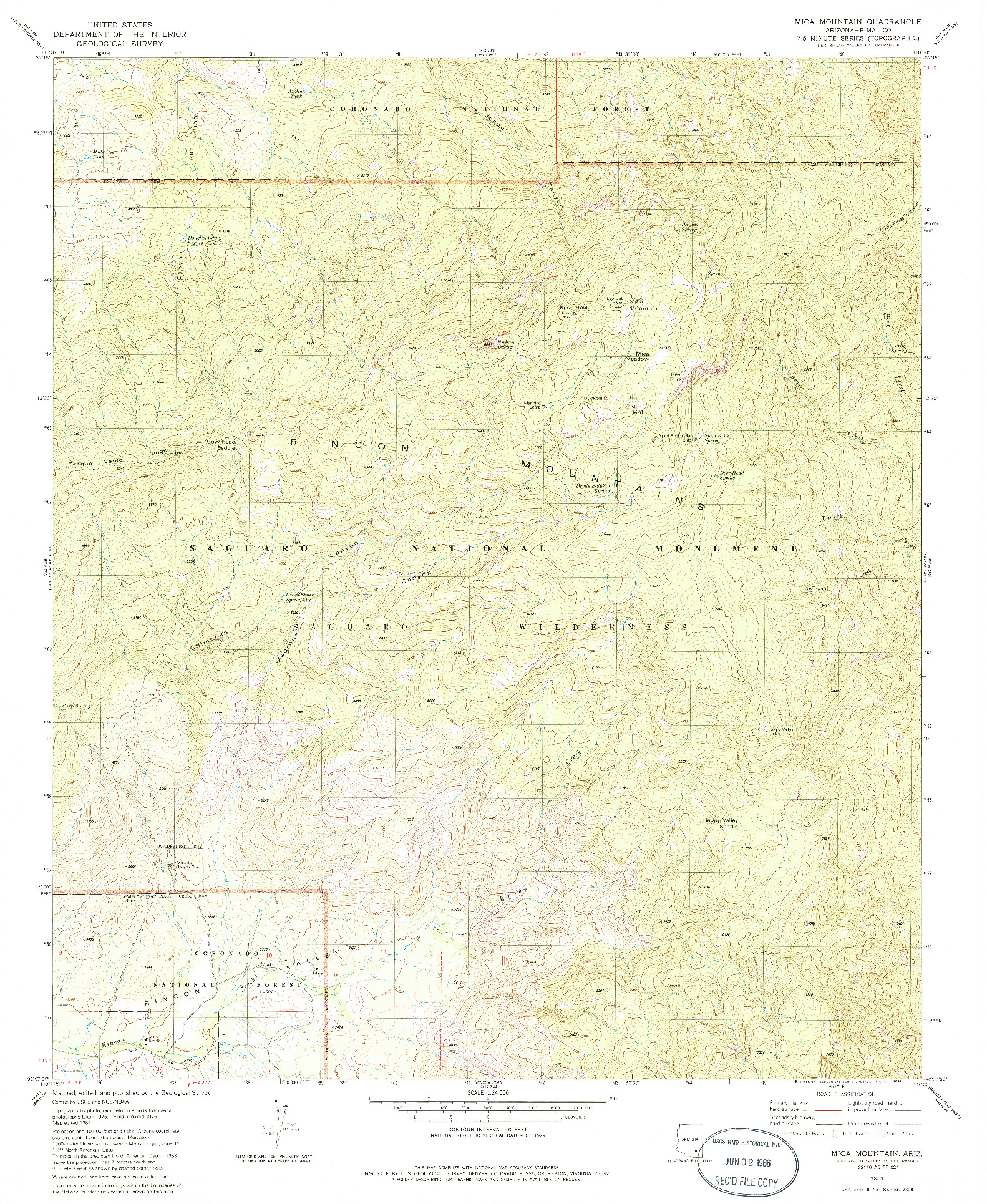 USGS 1:24000-SCALE QUADRANGLE FOR MICA MOUNTAIN, AZ 1981
