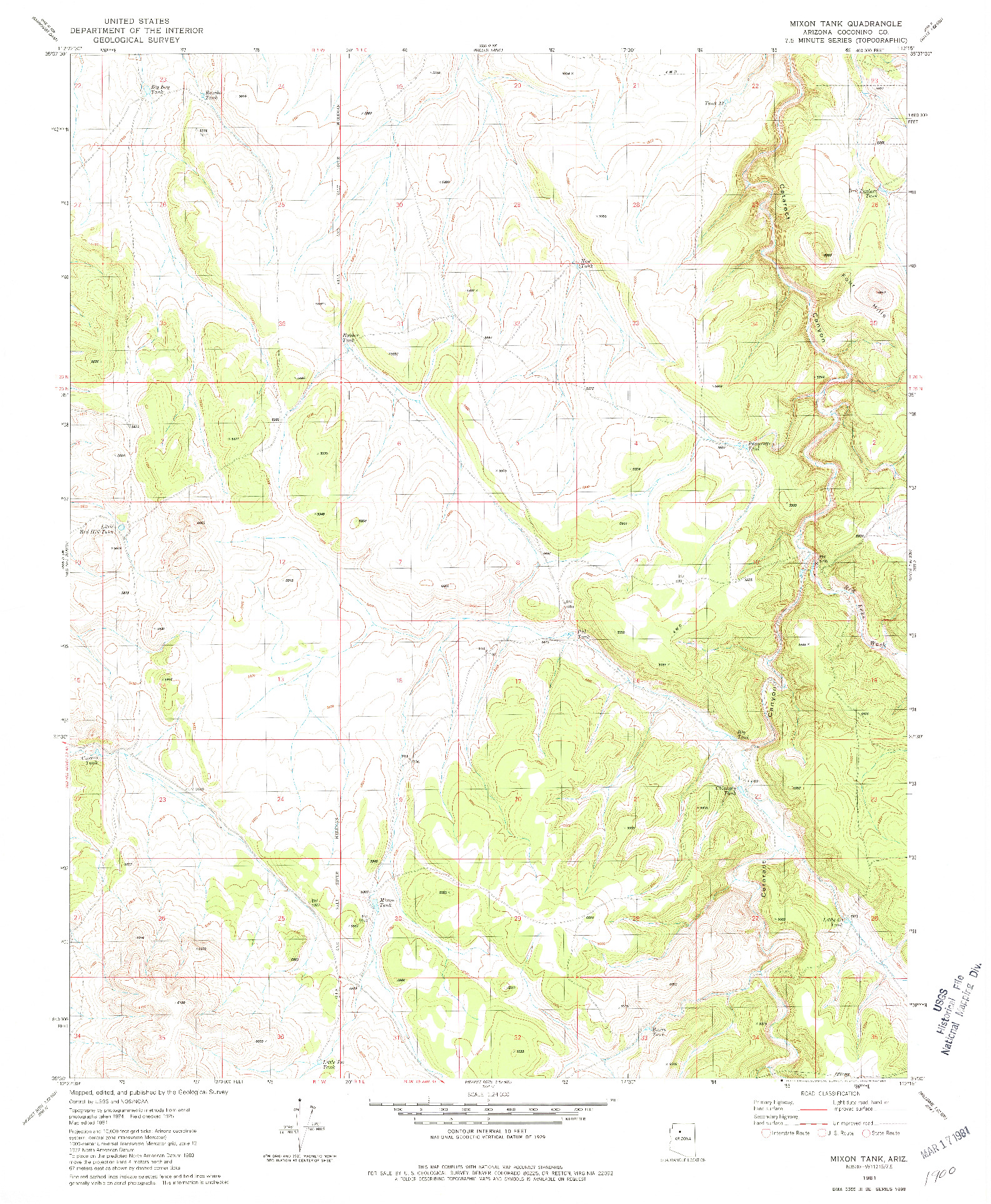 USGS 1:24000-SCALE QUADRANGLE FOR MIXON TANK, AZ 1981