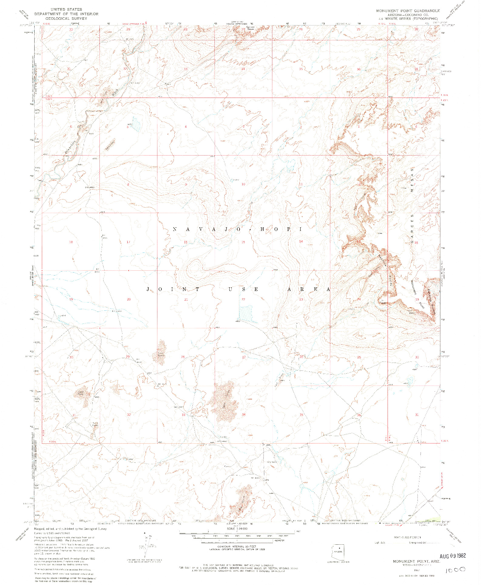 USGS 1:24000-SCALE QUADRANGLE FOR MONUMENT POINT, AZ 1967