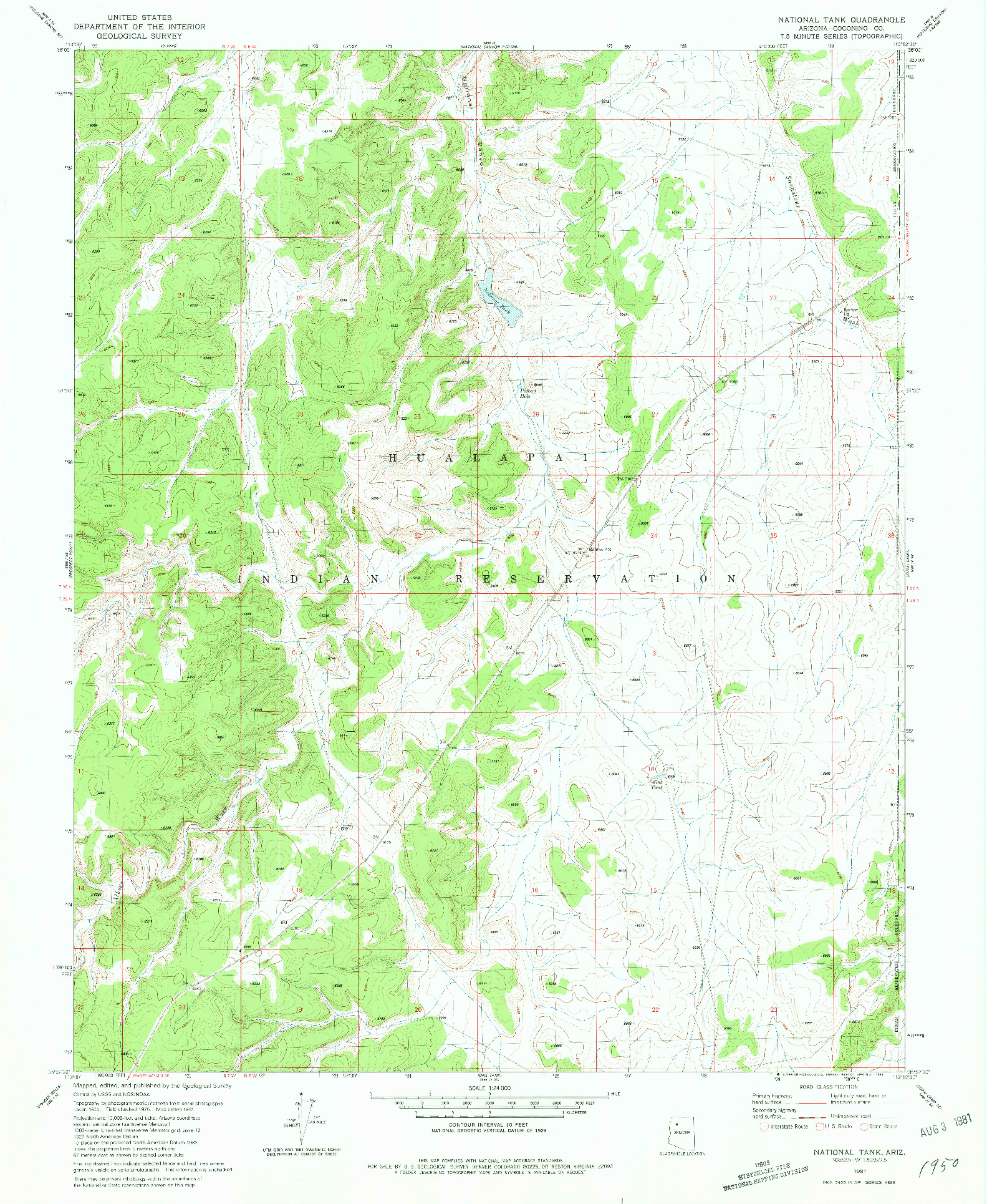 USGS 1:24000-SCALE QUADRANGLE FOR NATIONAL TANK, AZ 1981