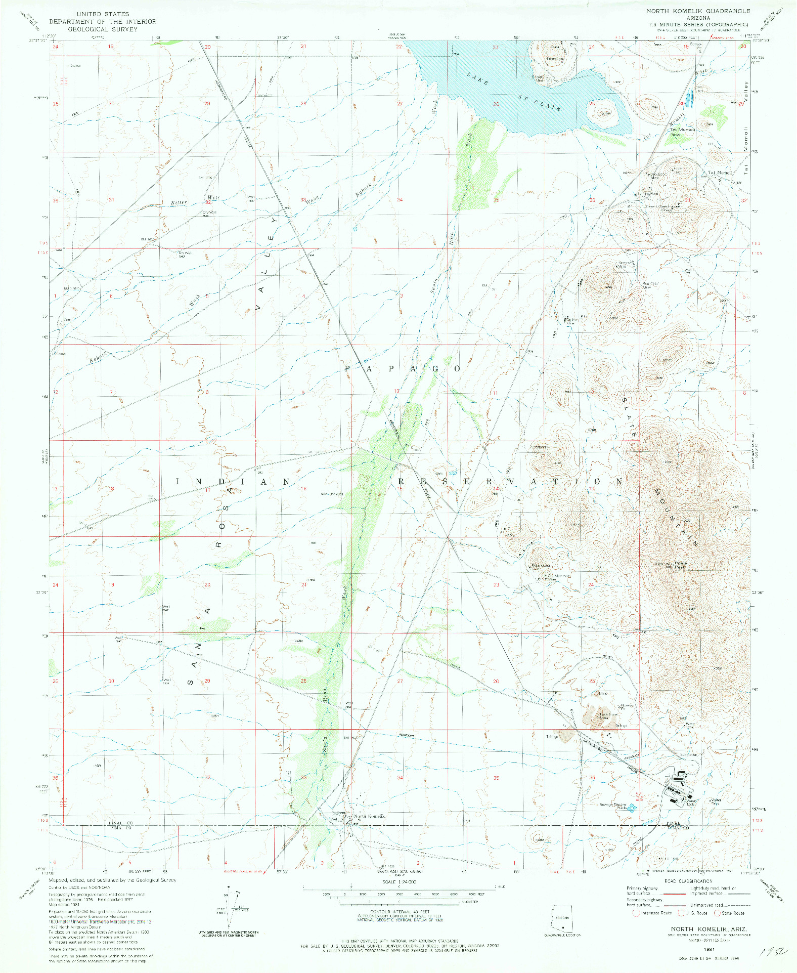USGS 1:24000-SCALE QUADRANGLE FOR NORTH KOMELIK, AZ 1981