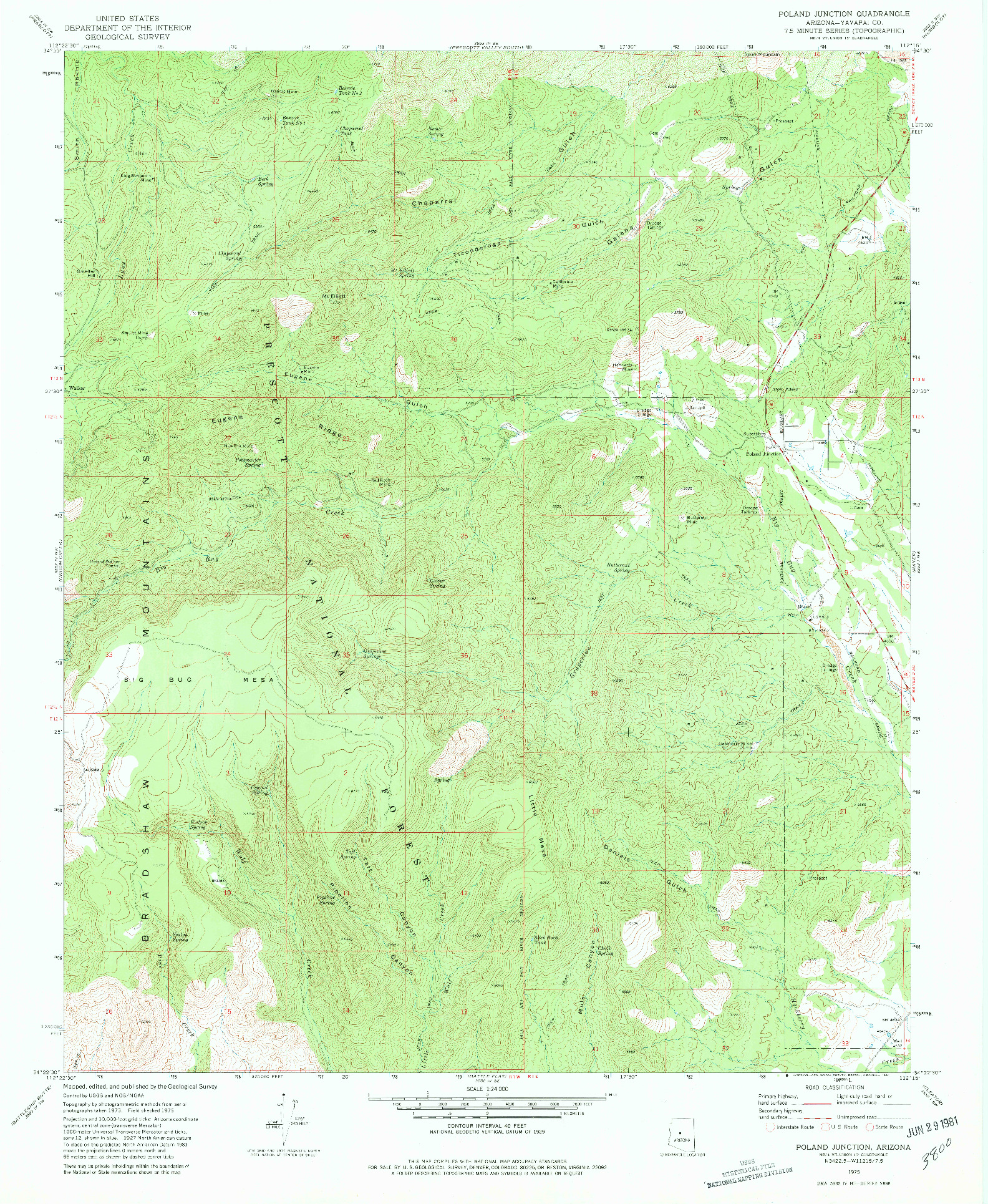 USGS 1:24000-SCALE QUADRANGLE FOR POLAND JUNCTION, AZ 1975