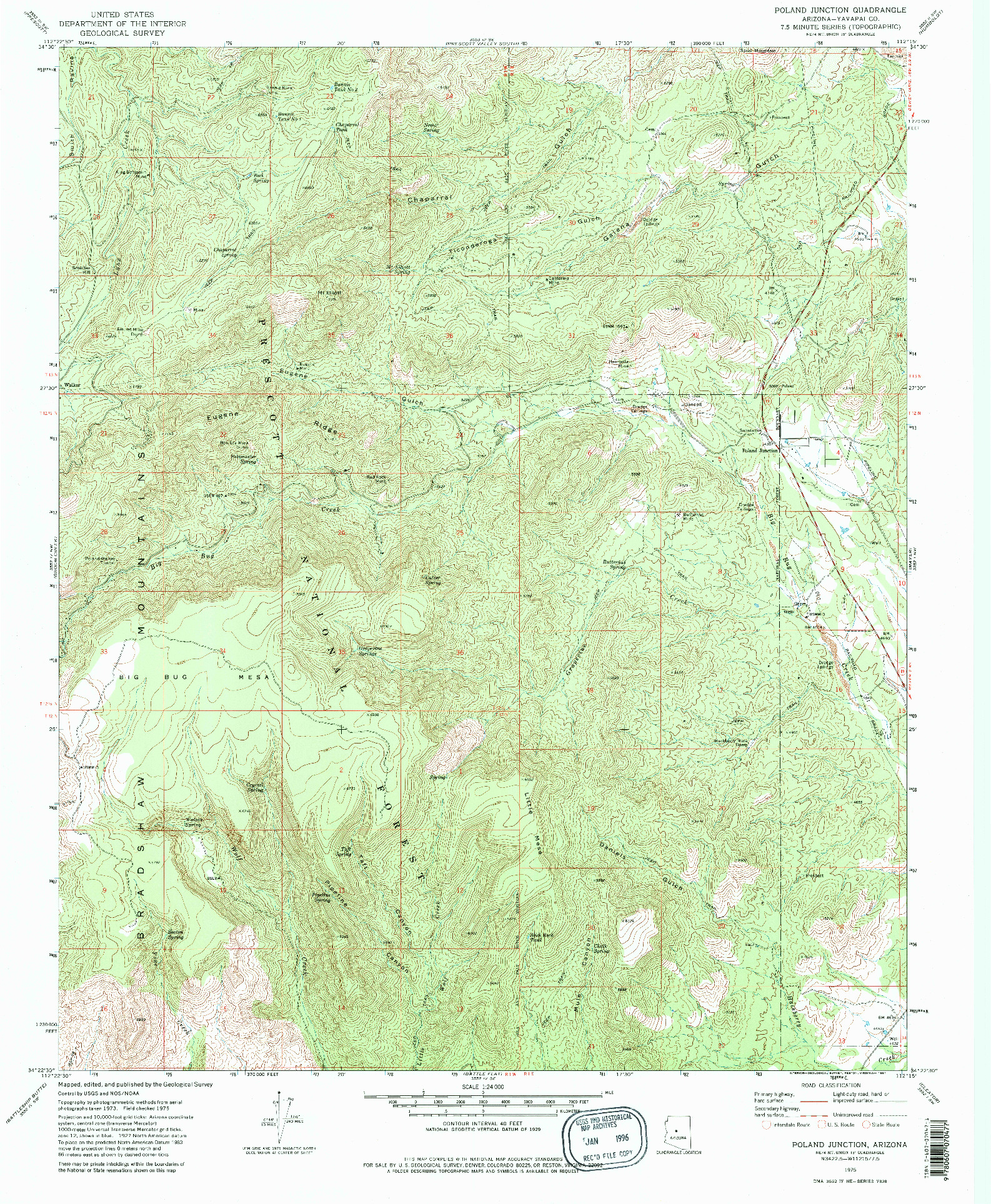 USGS 1:24000-SCALE QUADRANGLE FOR POLAND JUNCTION, AZ 1975