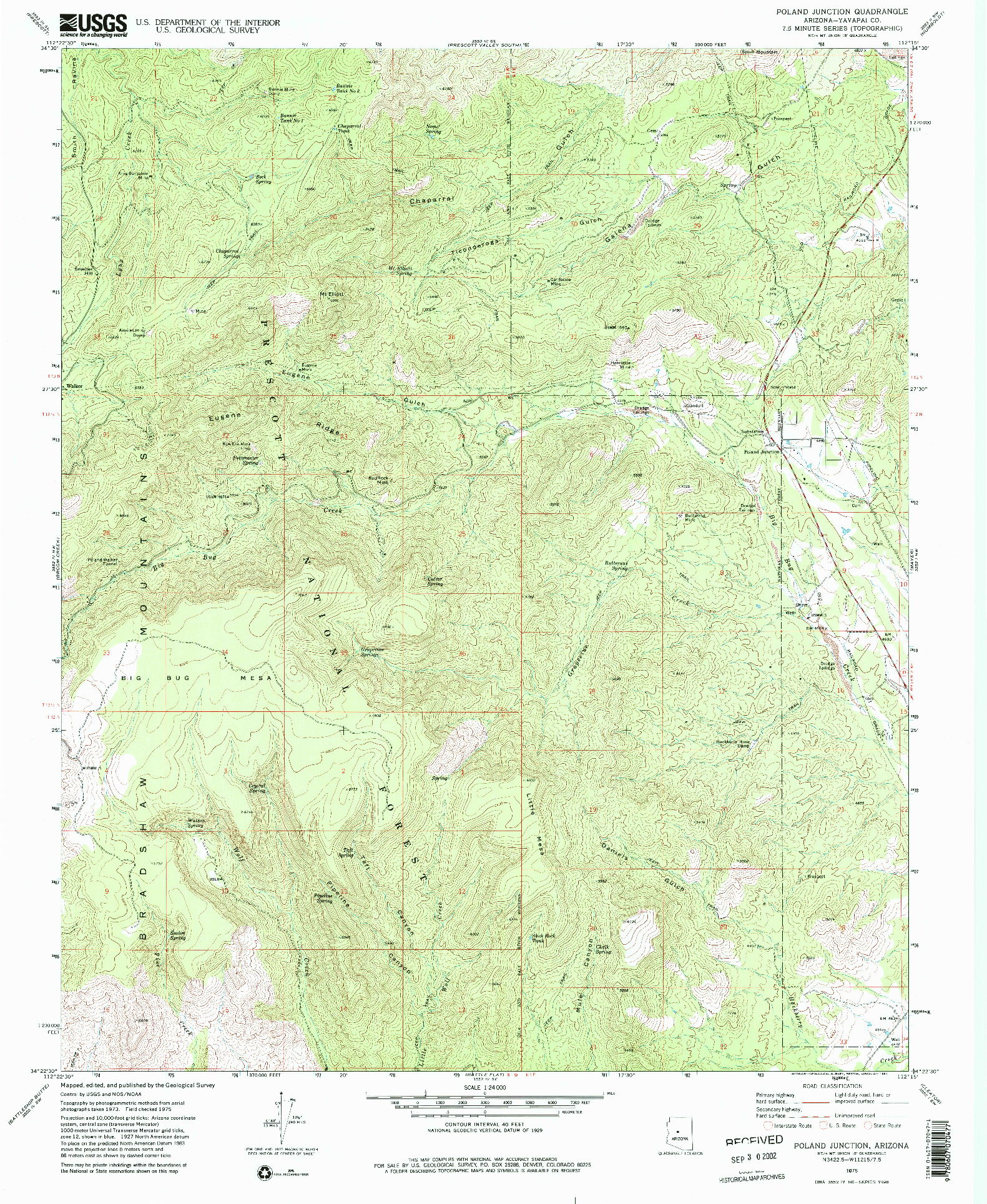 USGS 1:24000-SCALE QUADRANGLE FOR POLAND JUNCTION, AZ 1975