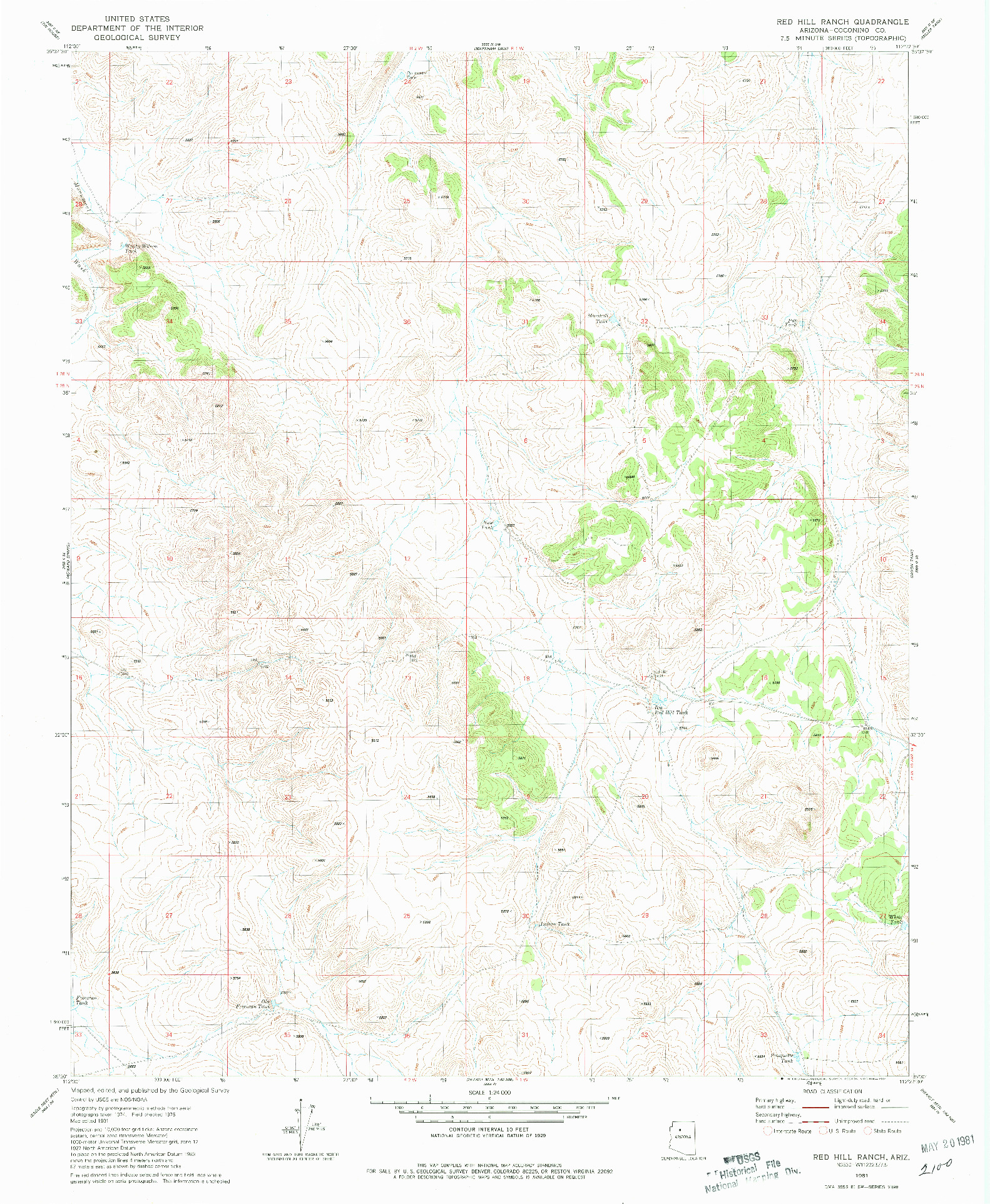 USGS 1:24000-SCALE QUADRANGLE FOR RED HILL RANCH, AZ 1981