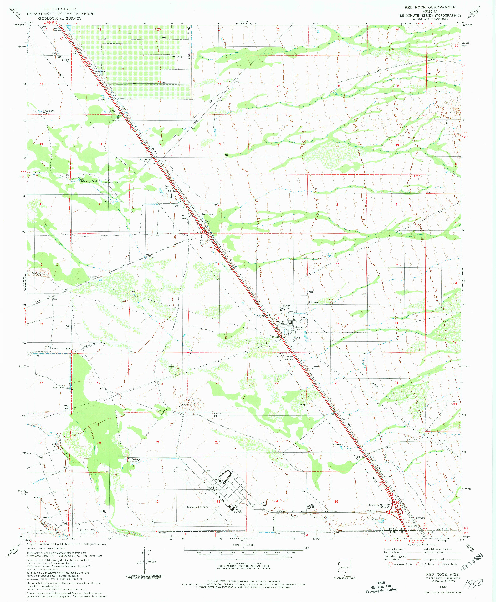 USGS 1:24000-SCALE QUADRANGLE FOR RED ROCK, AZ 1980