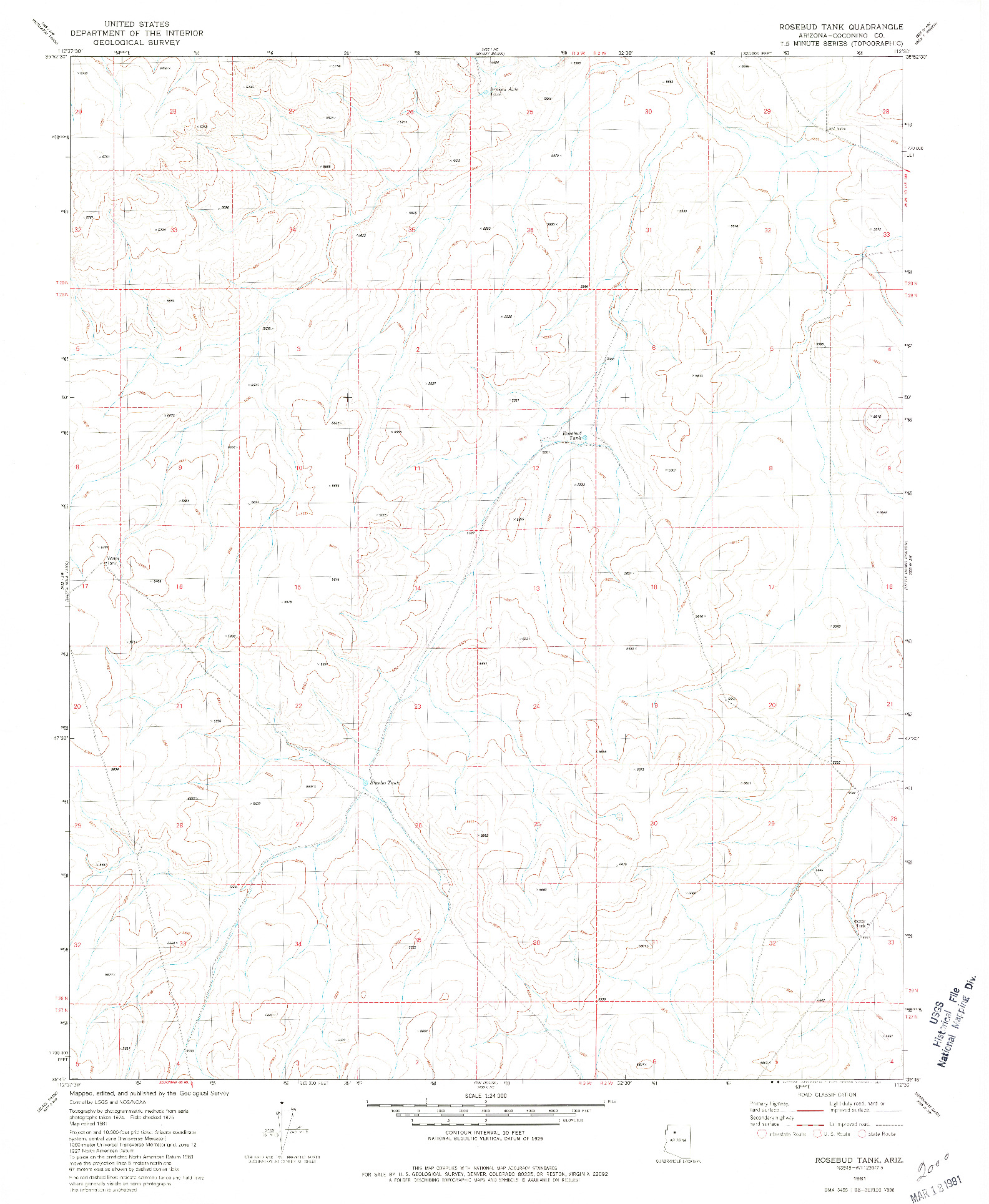 USGS 1:24000-SCALE QUADRANGLE FOR ROSEBUD TANK, AZ 1981