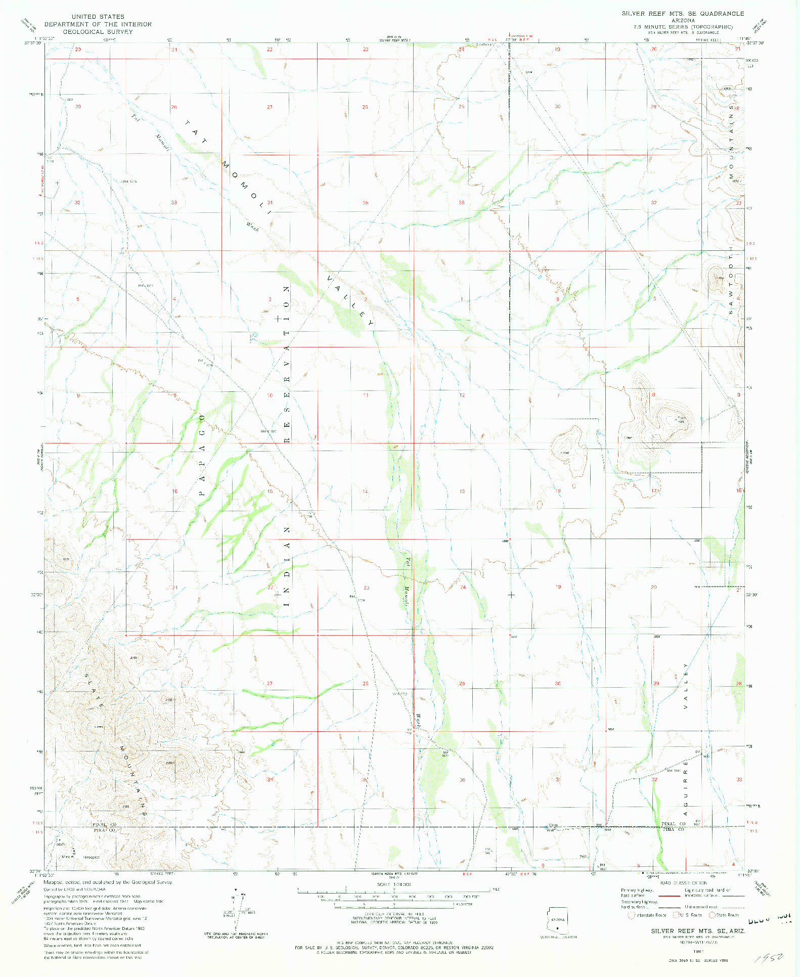 USGS 1:24000-SCALE QUADRANGLE FOR SILVER REEF MTS. SE, AZ 1981
