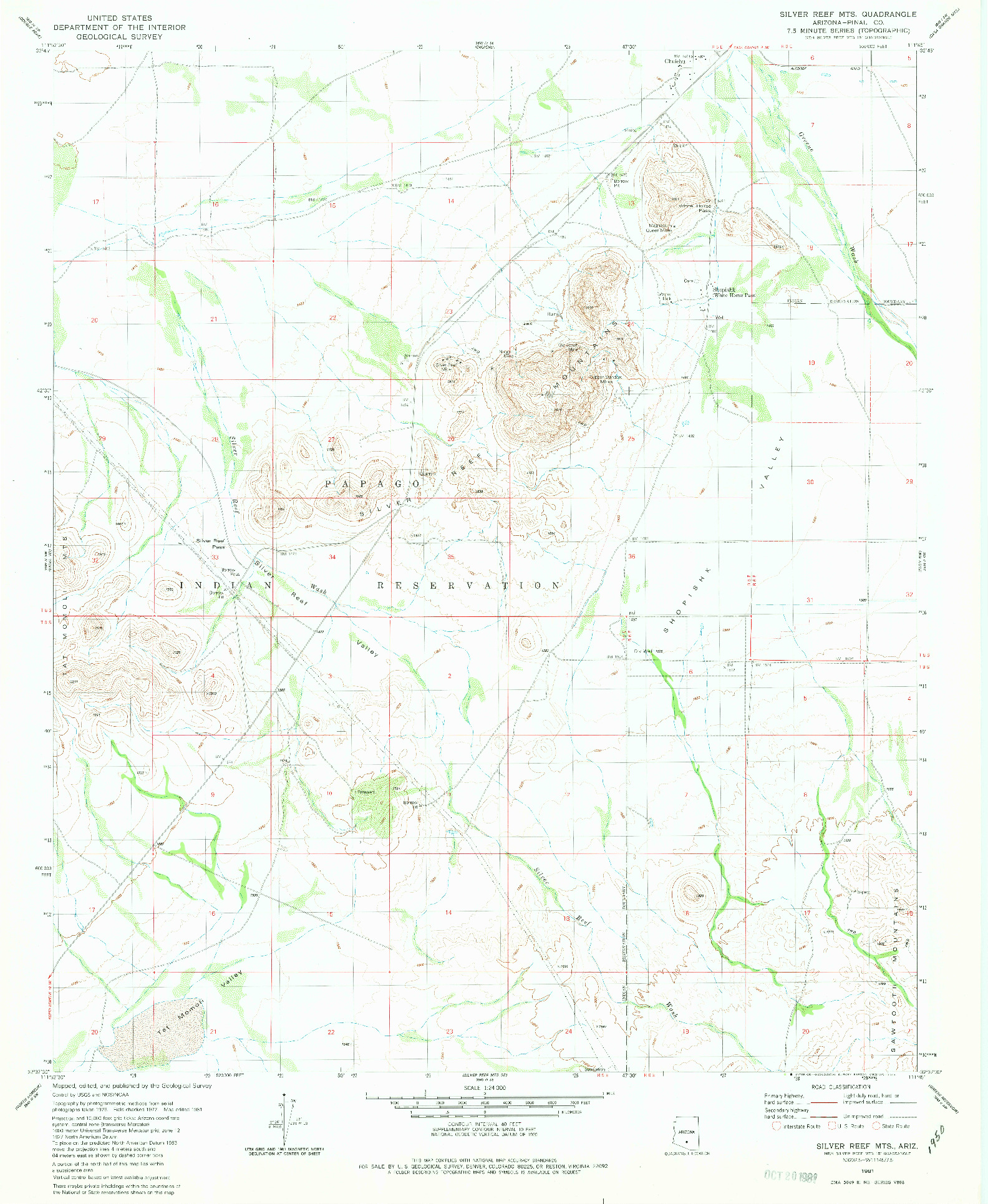 USGS 1:24000-SCALE QUADRANGLE FOR SILVER REEF MTS., AZ 1981