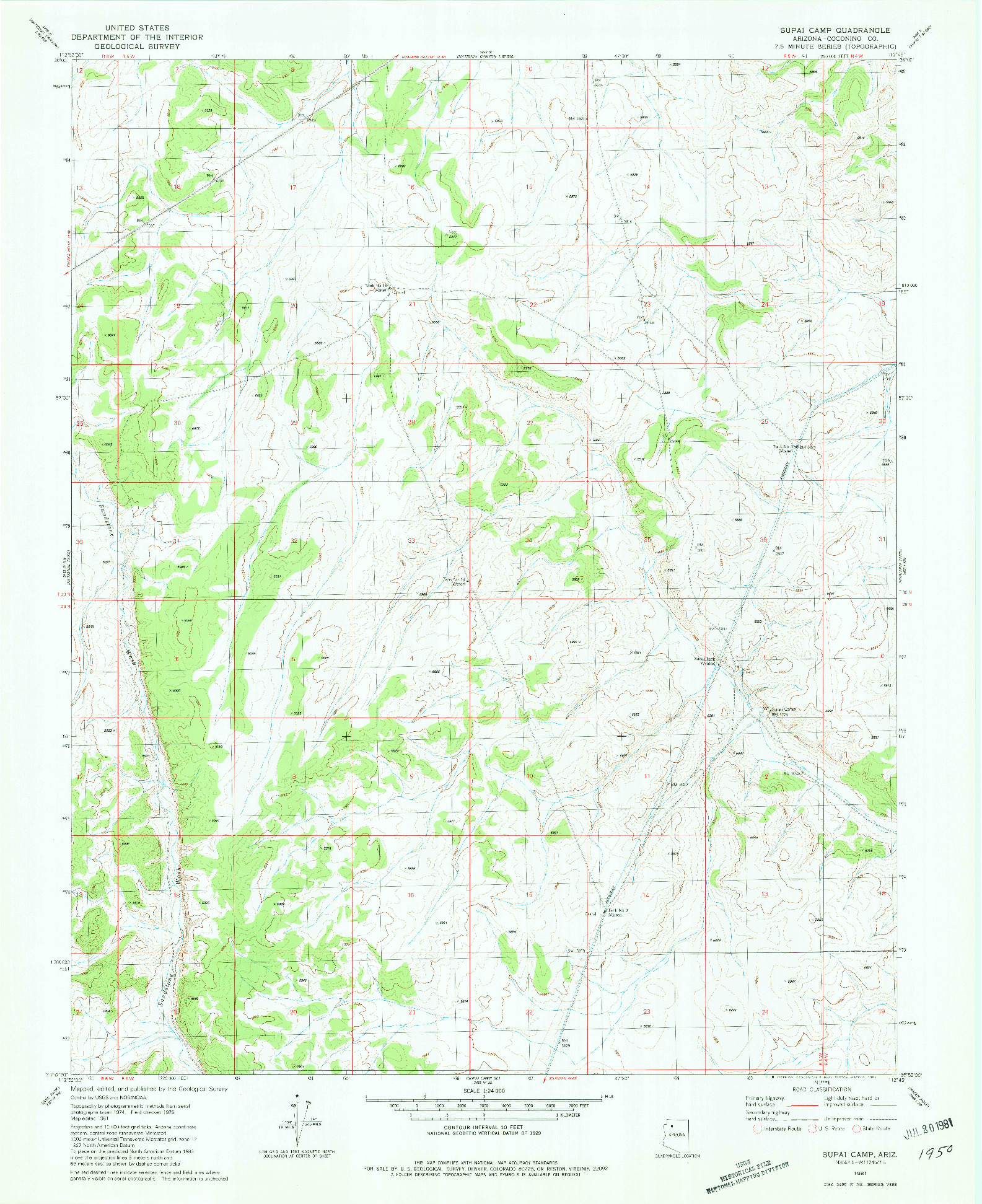 USGS 1:24000-SCALE QUADRANGLE FOR SUPAI CAMP, AZ 1981