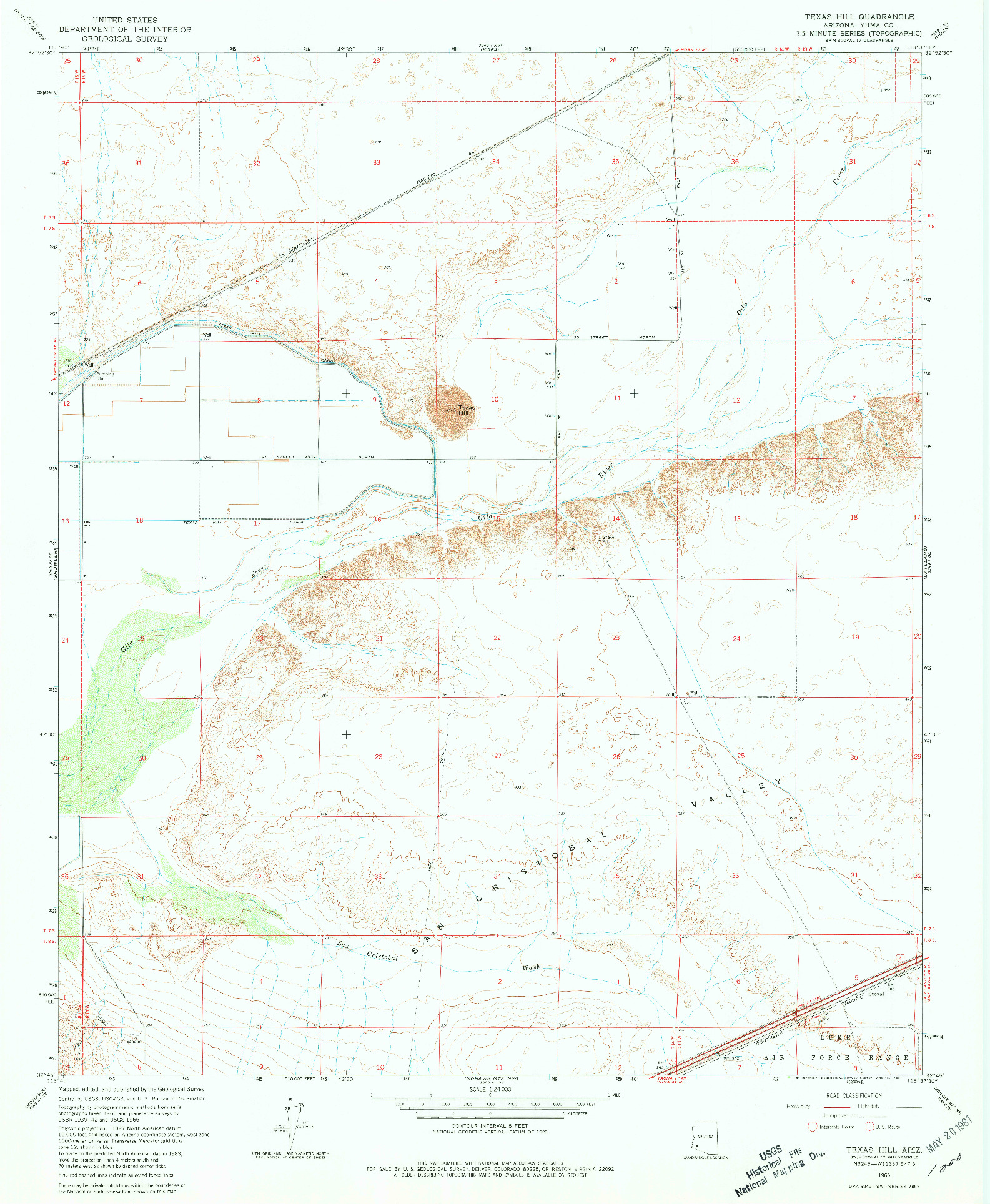 USGS 1:24000-SCALE QUADRANGLE FOR TEXAS HILL, AZ 1965