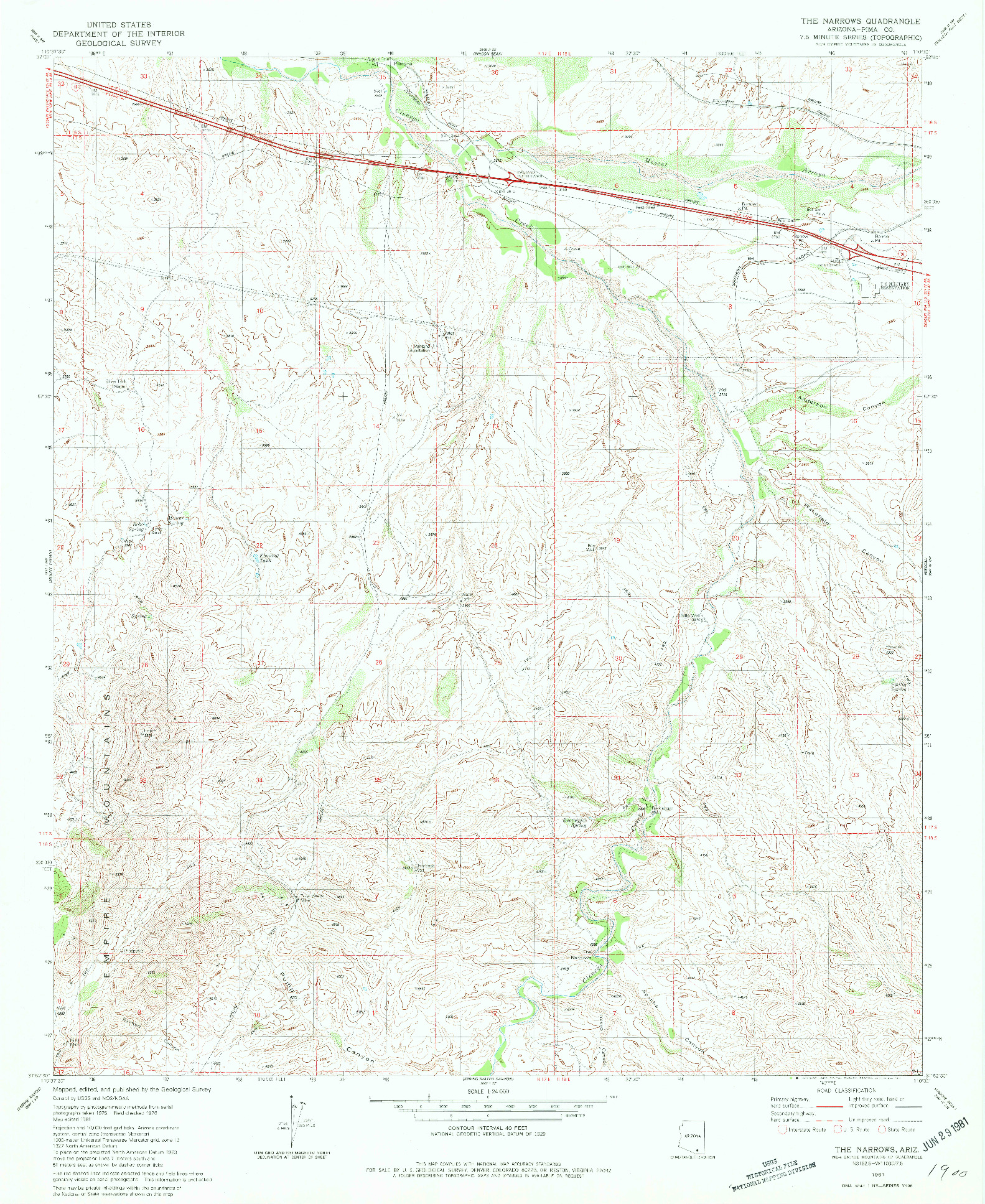 USGS 1:24000-SCALE QUADRANGLE FOR THE NARROWS, AZ 1981