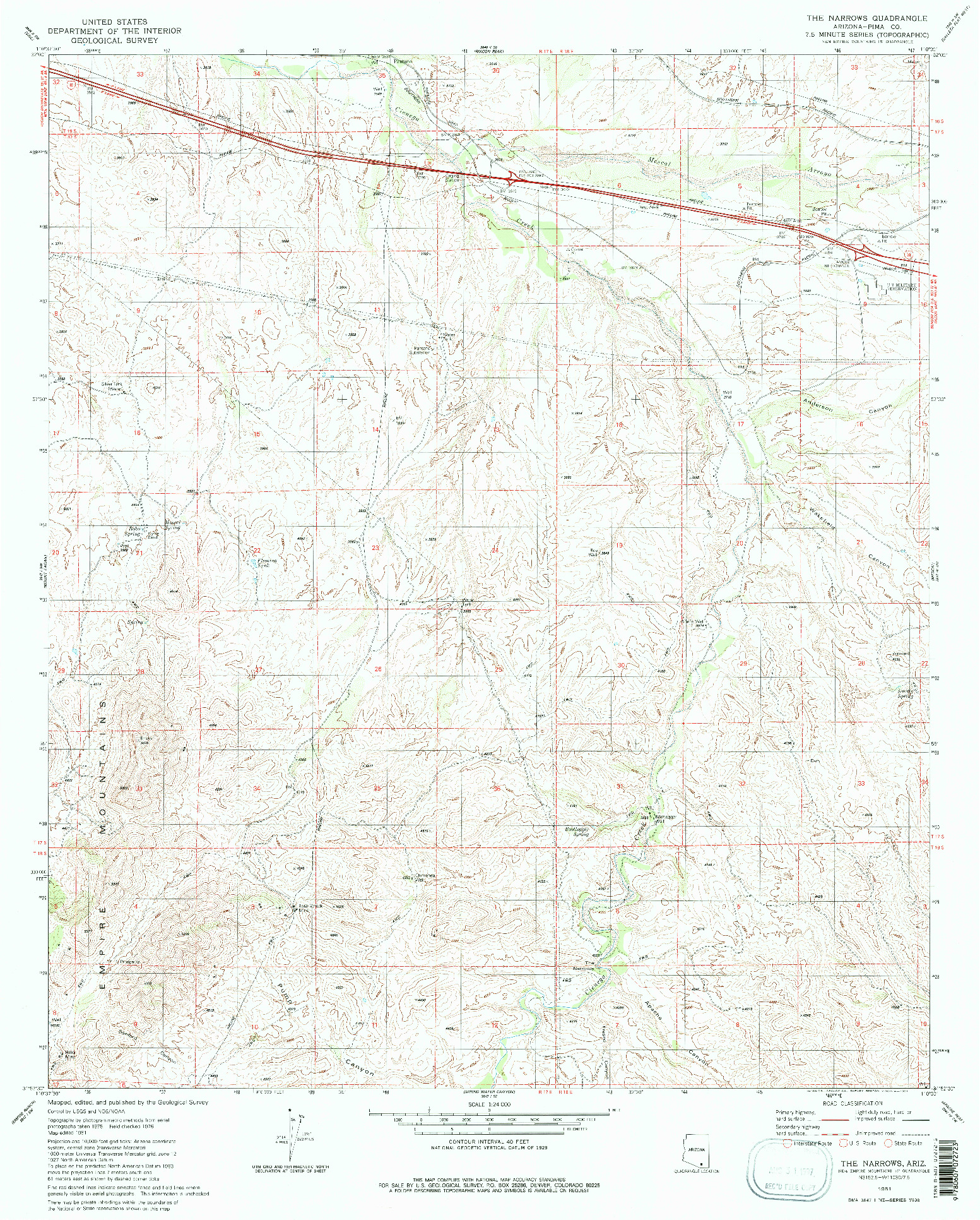 USGS 1:24000-SCALE QUADRANGLE FOR THE NARROWS, AZ 1981