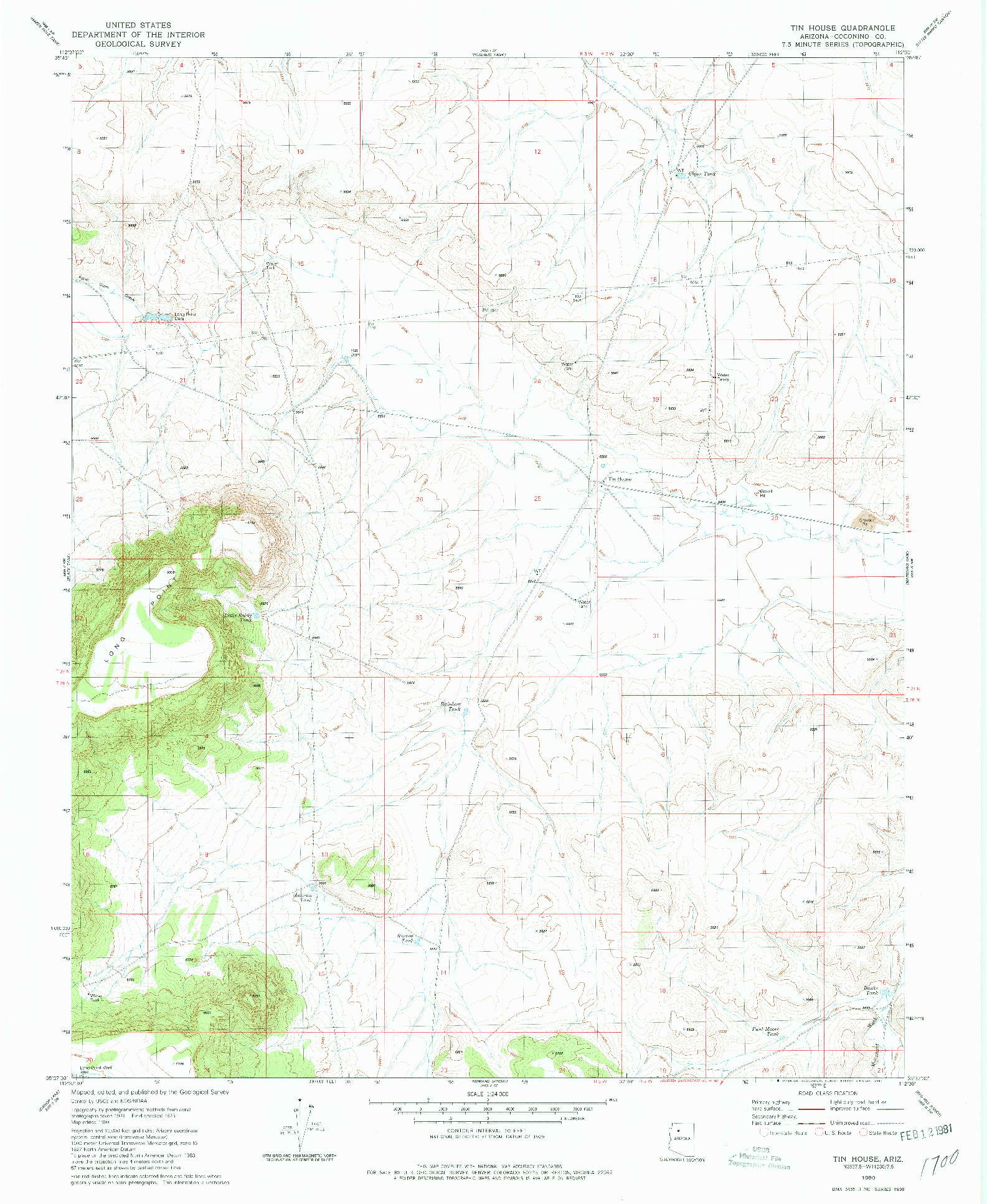 USGS 1:24000-SCALE QUADRANGLE FOR TIN HOUSE, AZ 1980