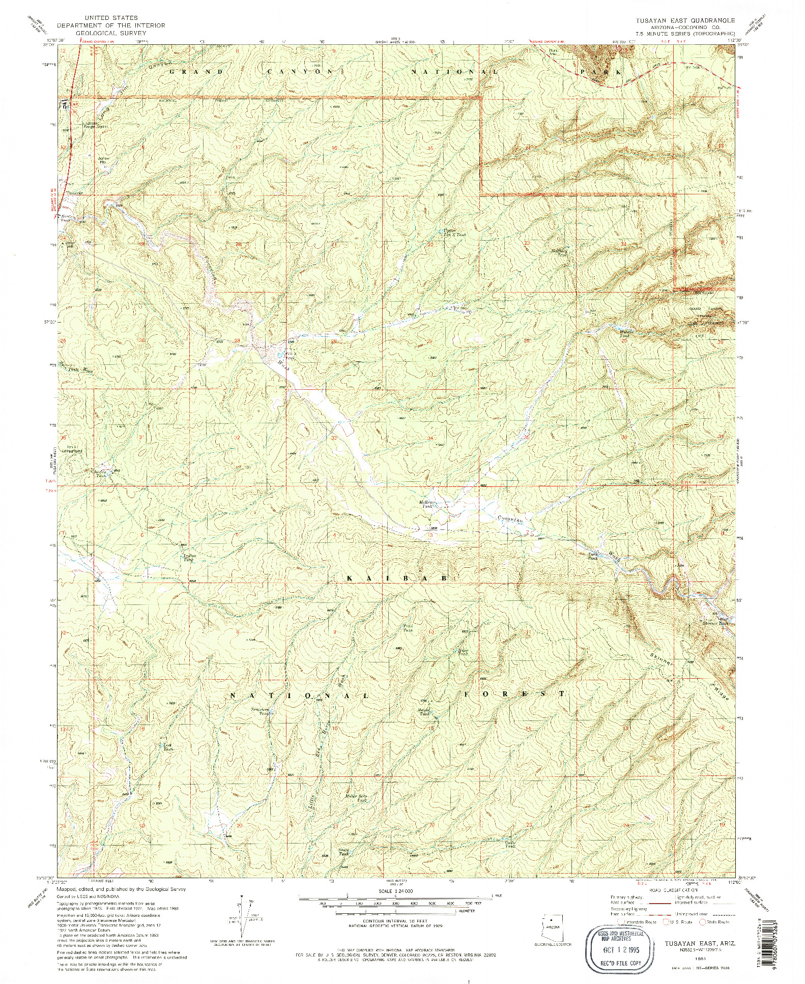 USGS 1:24000-SCALE QUADRANGLE FOR TUSAYAN EAST, AZ 1981