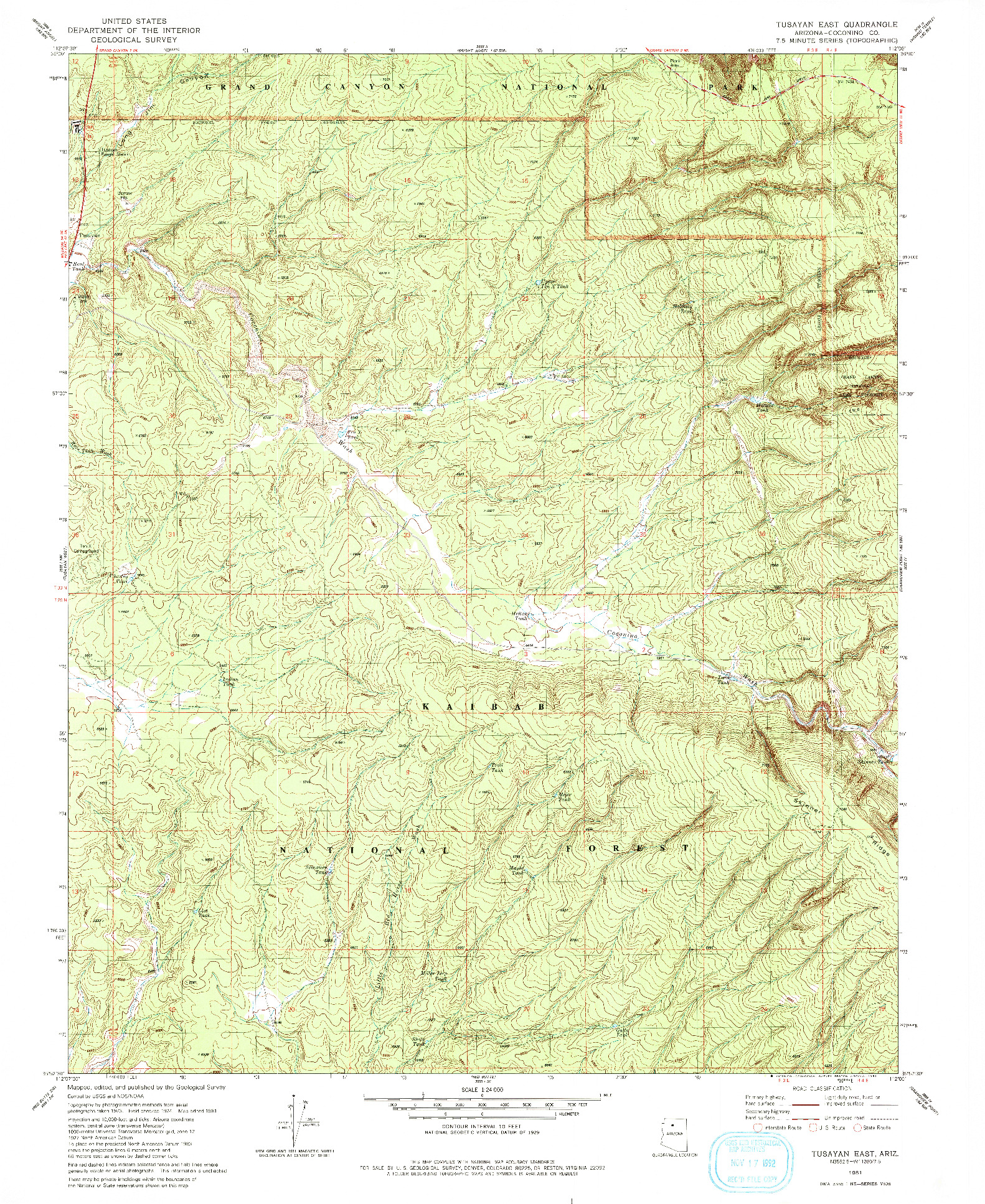 USGS 1:24000-SCALE QUADRANGLE FOR TUSAYAN EAST, AZ 1981