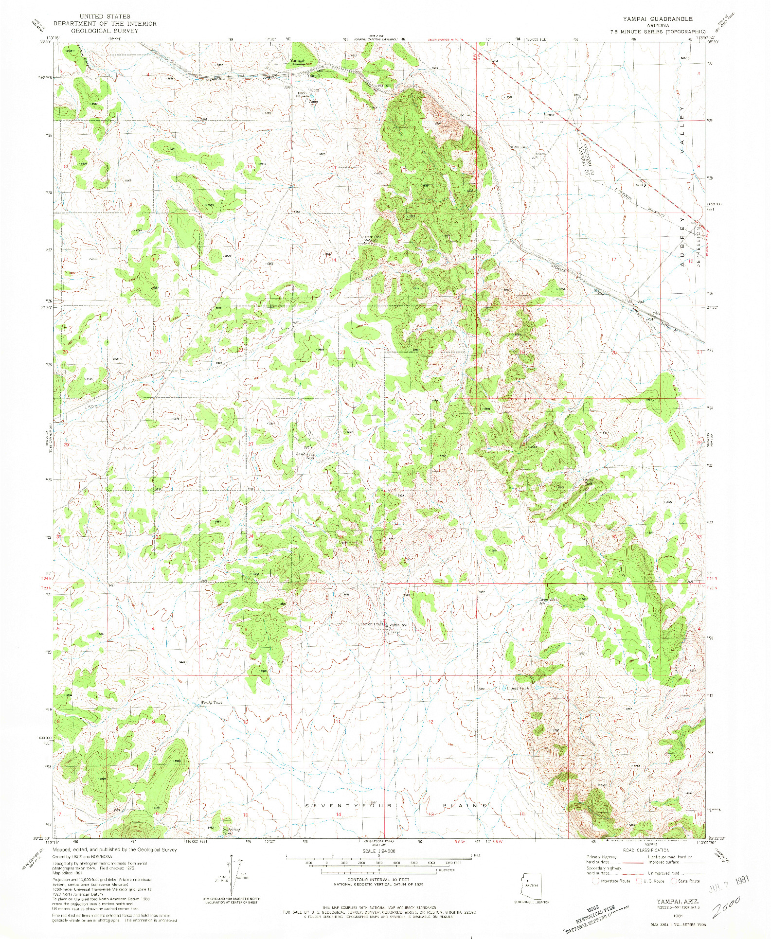 USGS 1:24000-SCALE QUADRANGLE FOR YAMPAI, AZ 1981