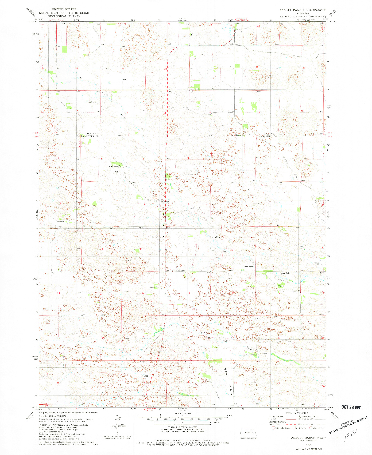 USGS 1:24000-SCALE QUADRANGLE FOR ABBOTT RANCH, NE 1981