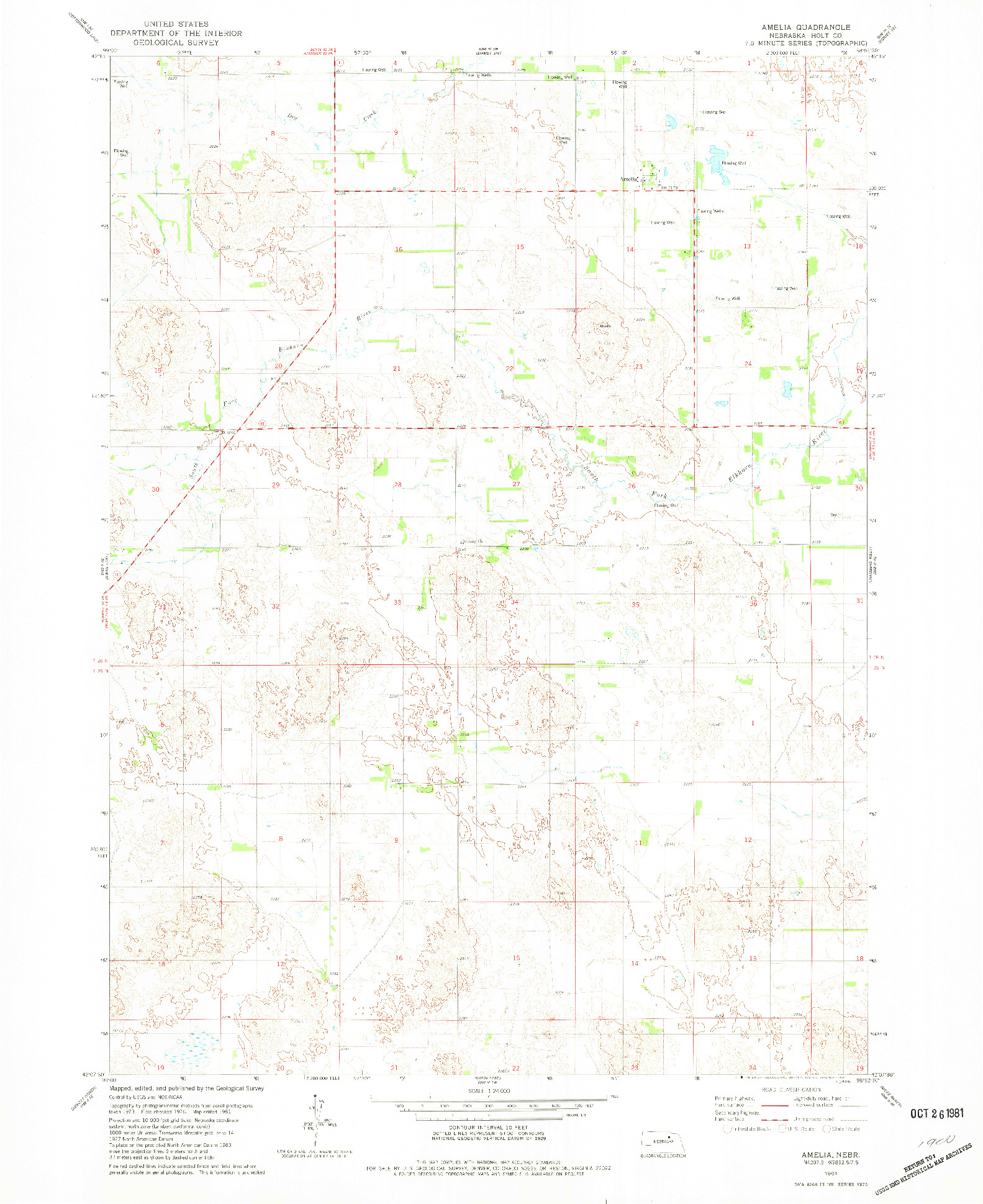 USGS 1:24000-SCALE QUADRANGLE FOR AMELIA, NE 1981