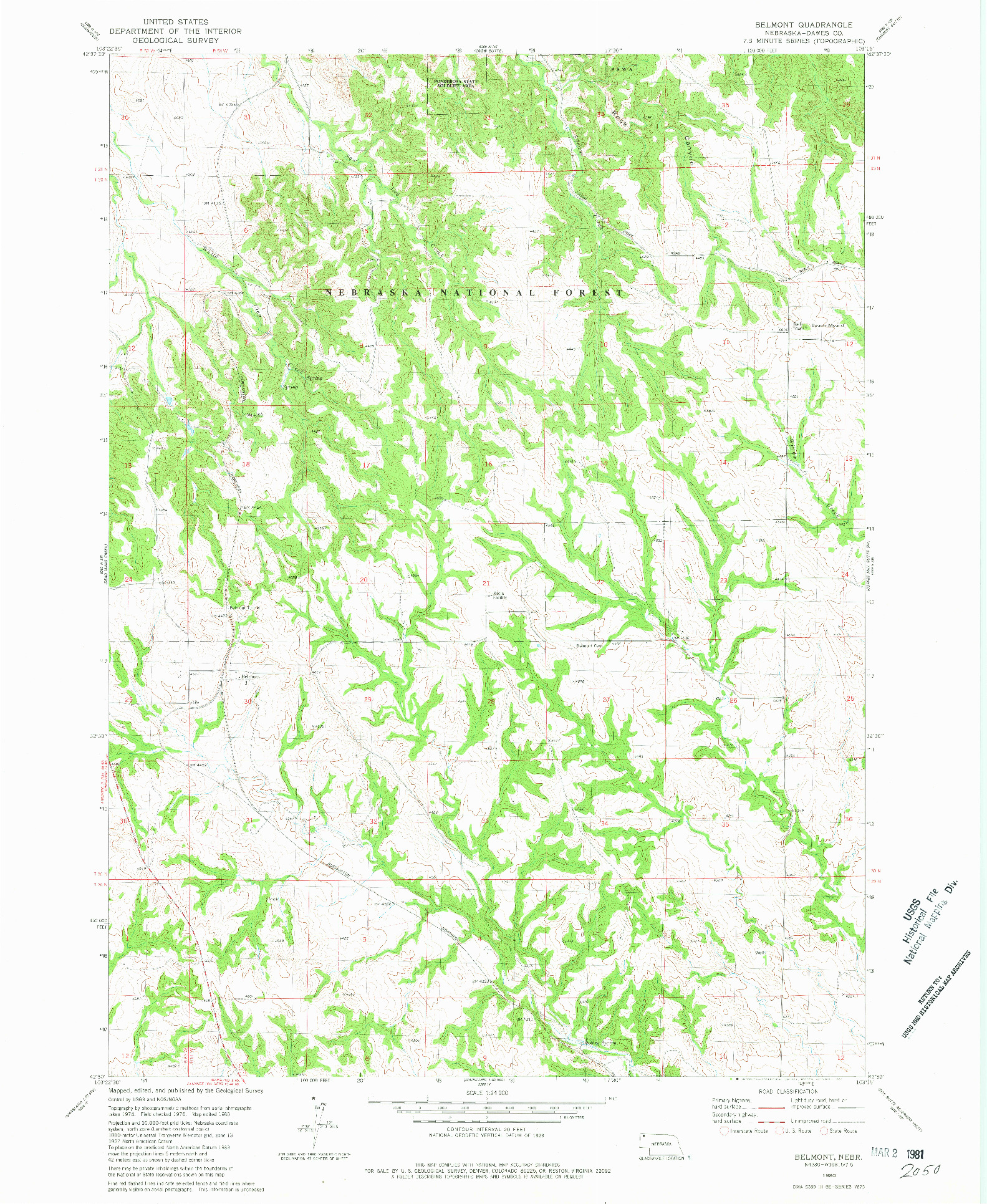 USGS 1:24000-SCALE QUADRANGLE FOR BELMONT, NE 1980