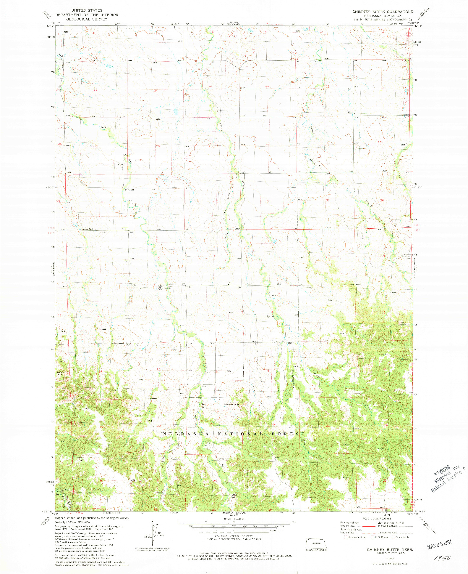 USGS 1:24000-SCALE QUADRANGLE FOR CHIMNEY BUTTE, NE 1980