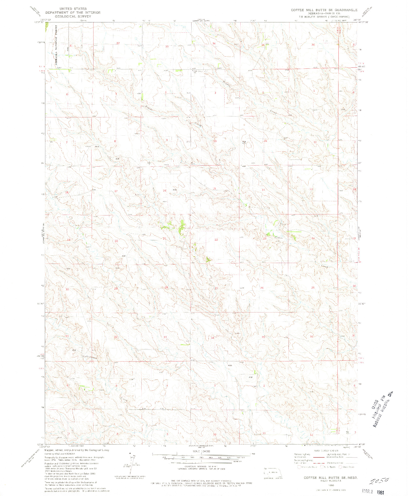USGS 1:24000-SCALE QUADRANGLE FOR COFFEE MILL BUTTE SE, NE 1980