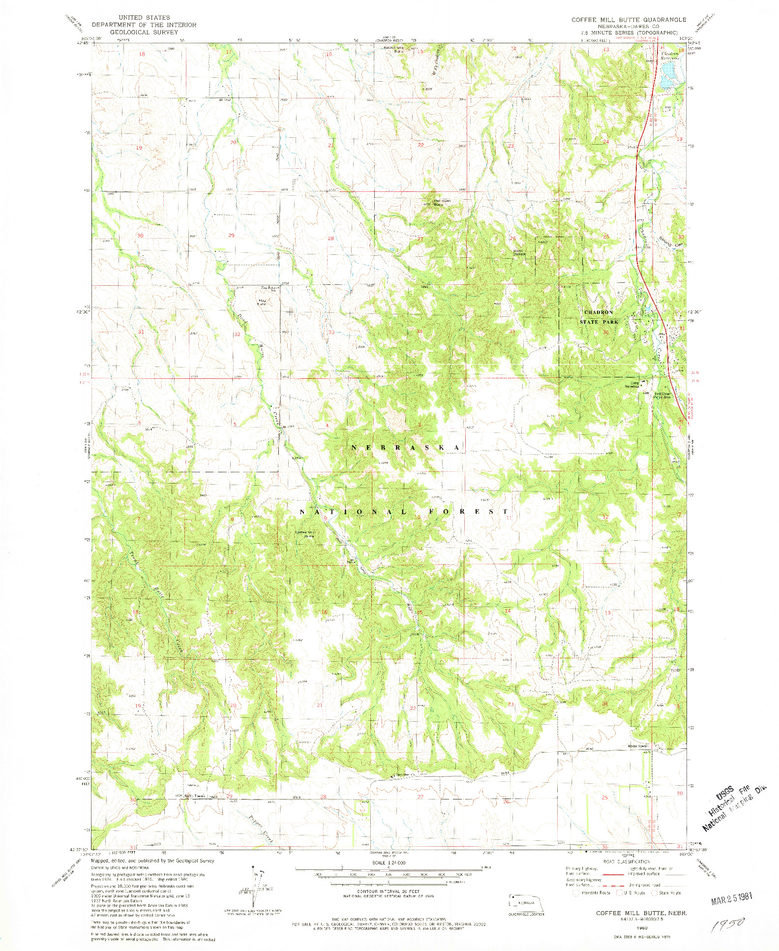 USGS 1:24000-SCALE QUADRANGLE FOR COFFEE MILL BUTTE, NE 1980