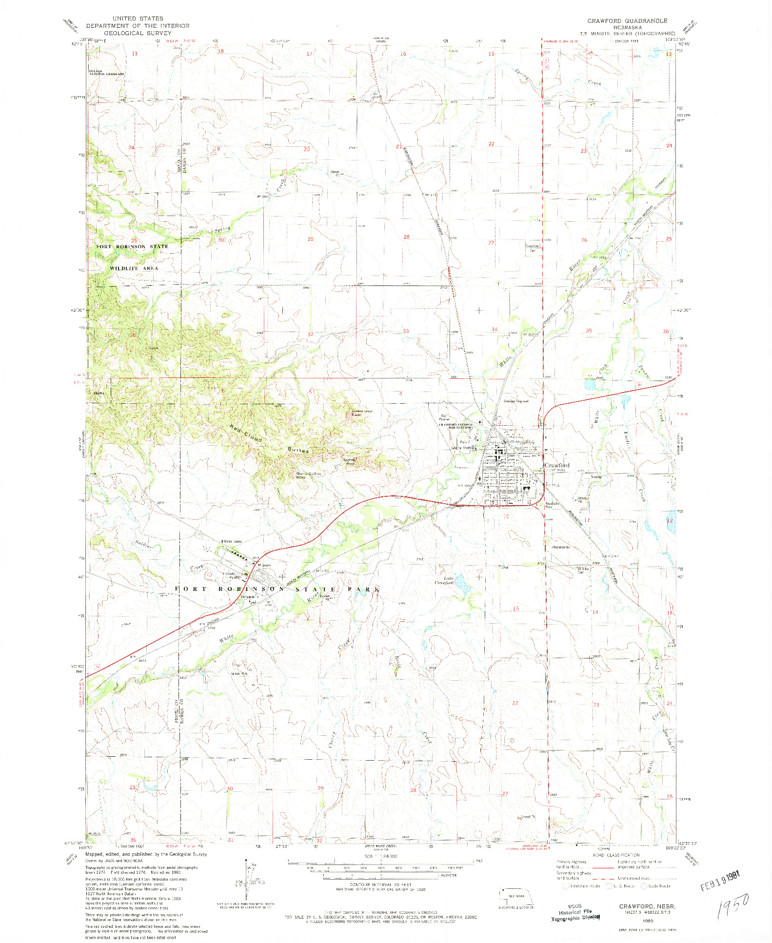 USGS 1:24000-SCALE QUADRANGLE FOR CRAWFORD, NE 1980