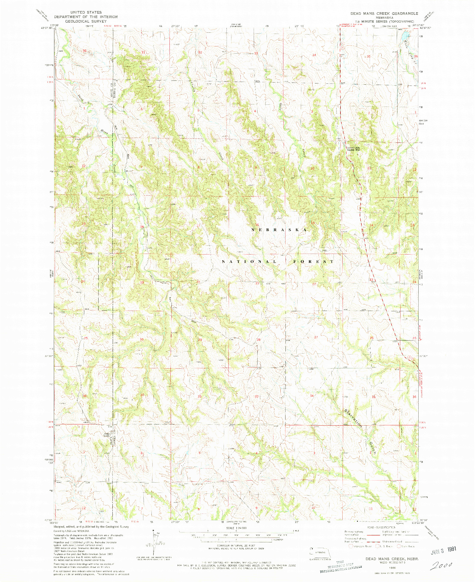 USGS 1:24000-SCALE QUADRANGLE FOR DEAD MANS CREEK, NE 1980