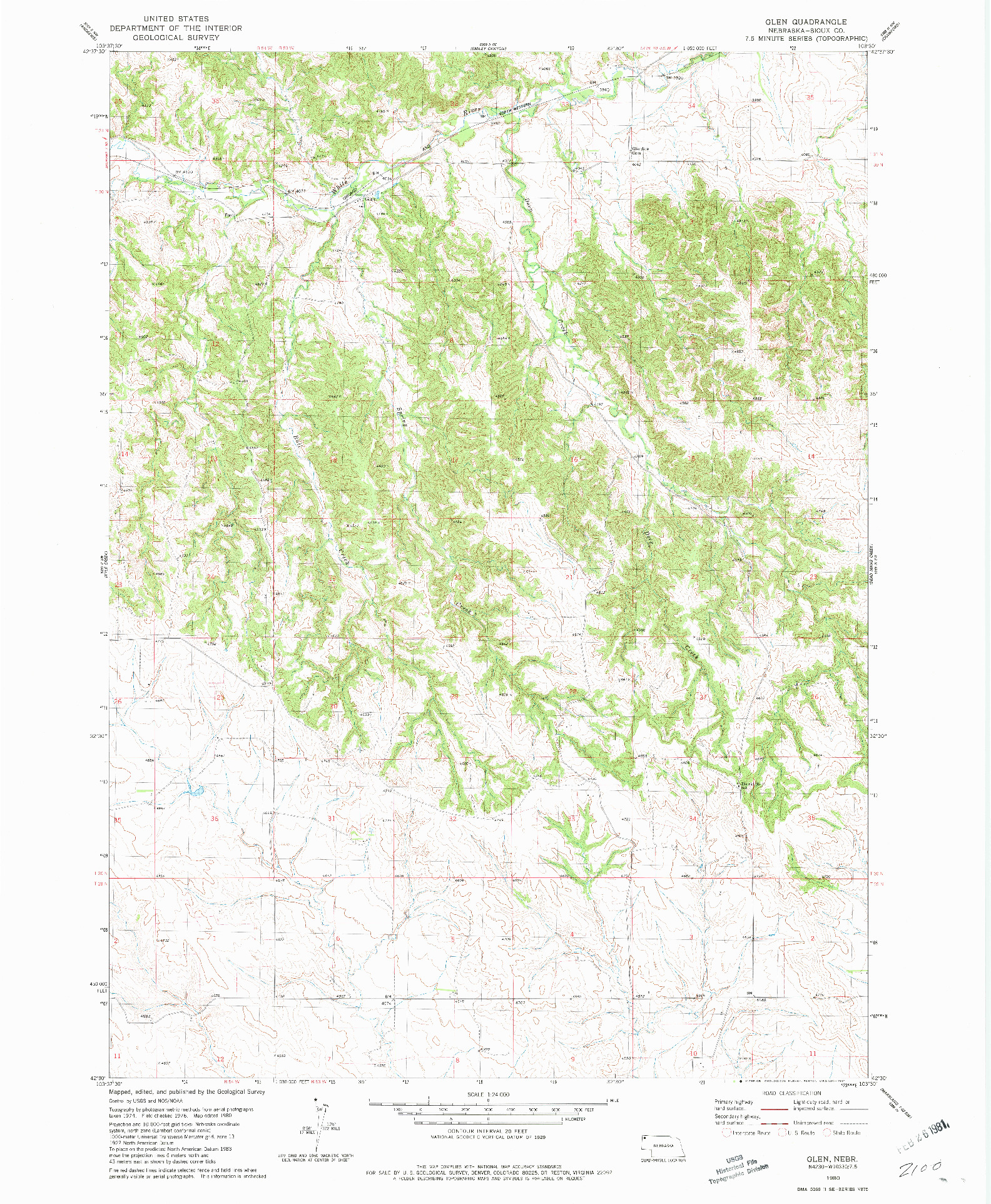 USGS 1:24000-SCALE QUADRANGLE FOR GLEN, NE 1980