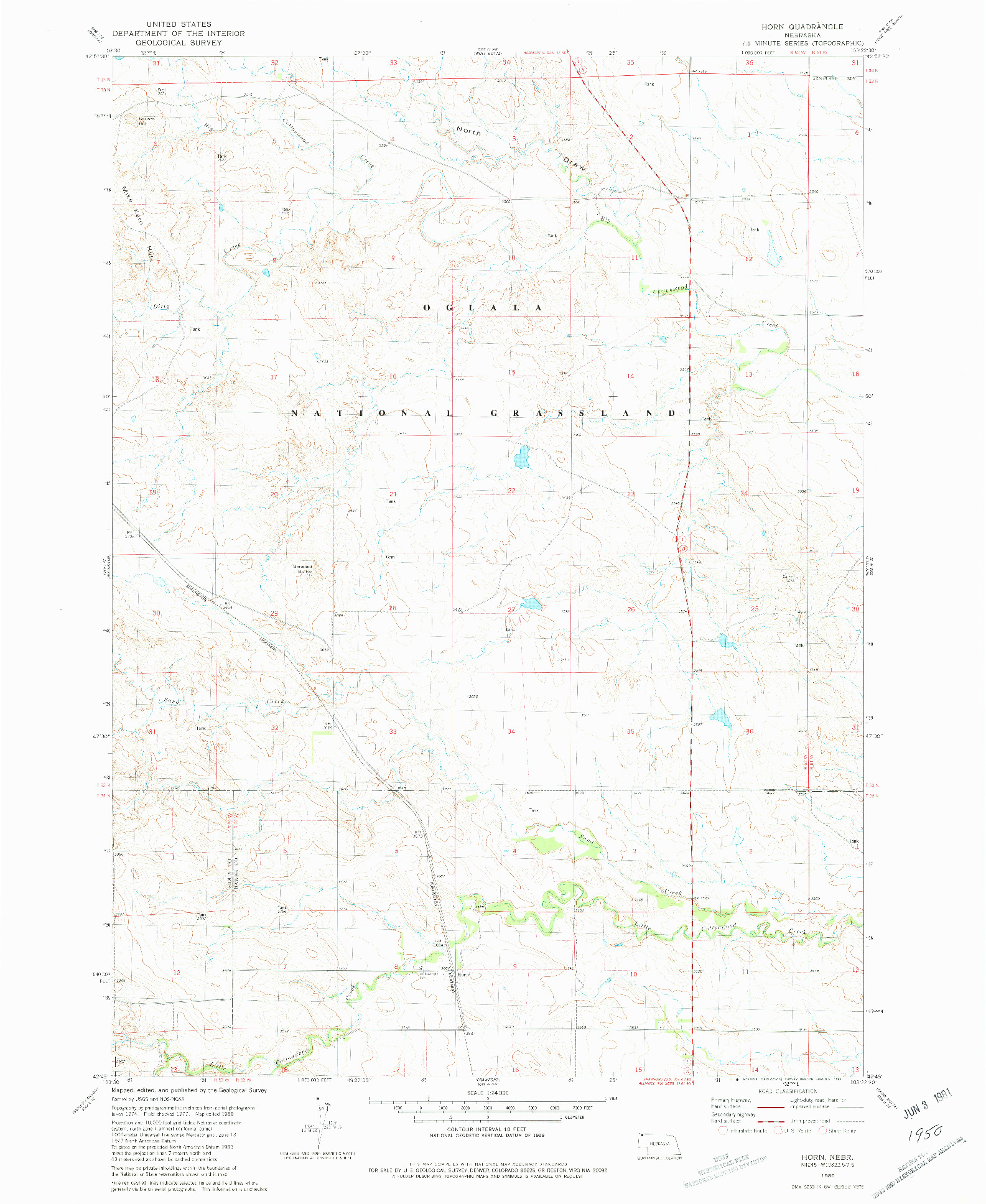 USGS 1:24000-SCALE QUADRANGLE FOR HORN, NE 1980