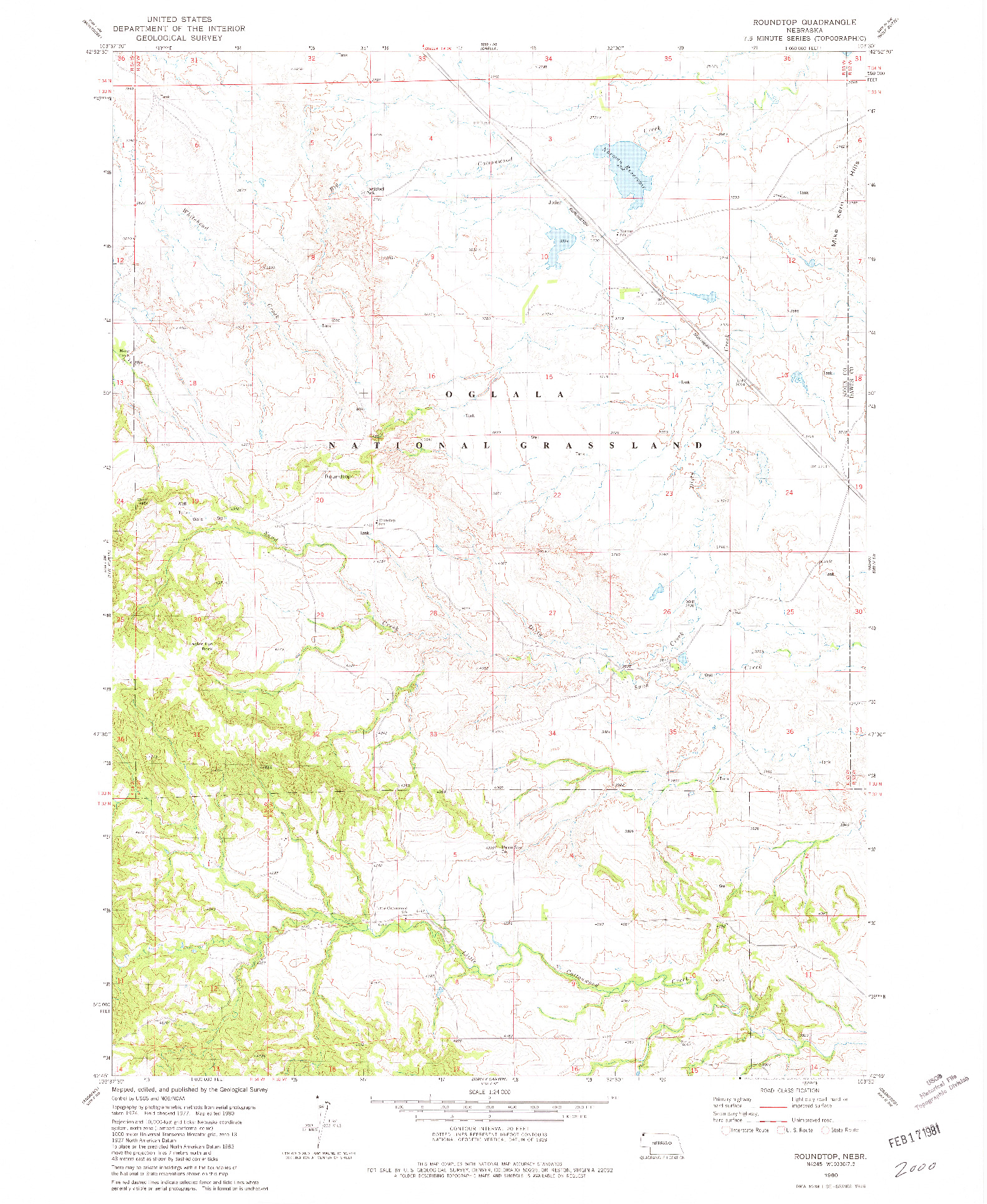 USGS 1:24000-SCALE QUADRANGLE FOR ROUNDTOP, NE 1980