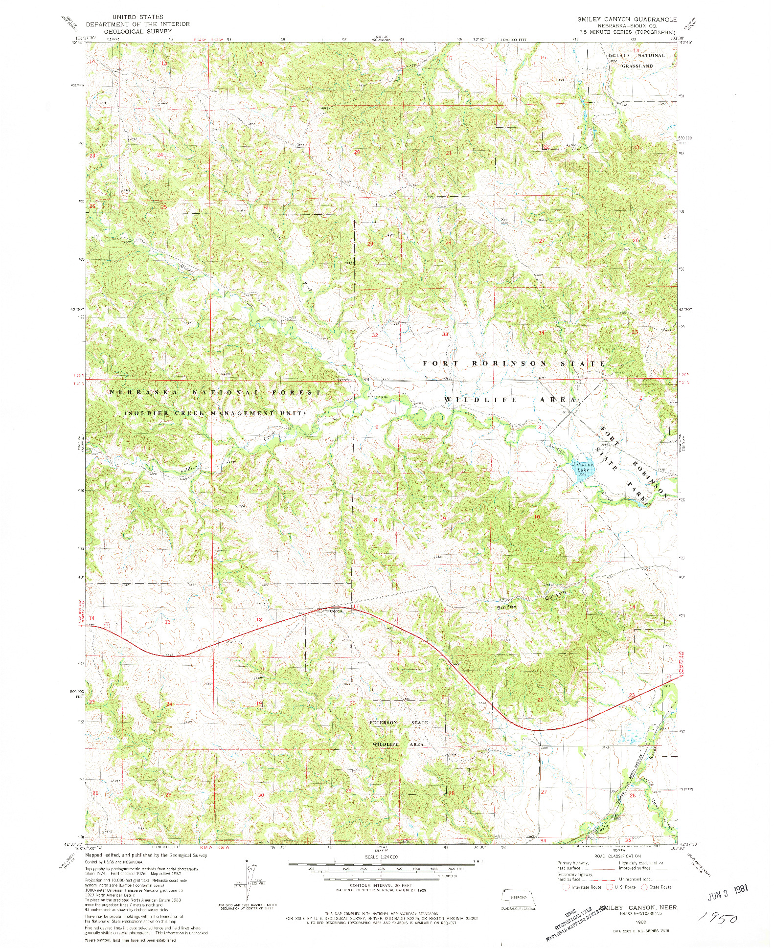 USGS 1:24000-SCALE QUADRANGLE FOR SMILEY CANYON, NE 1980