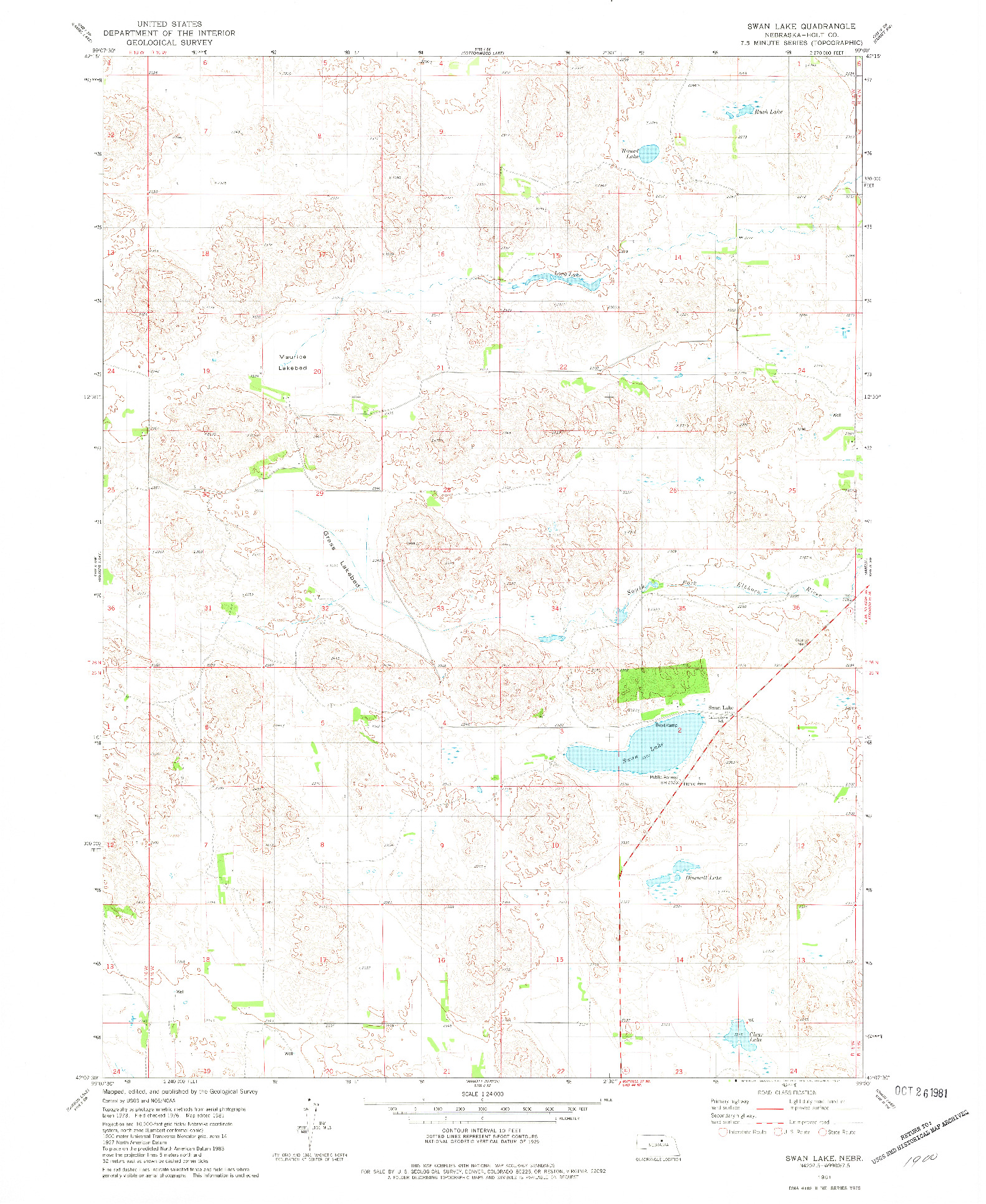 USGS 1:24000-SCALE QUADRANGLE FOR SWAN LAKE, NE 1981