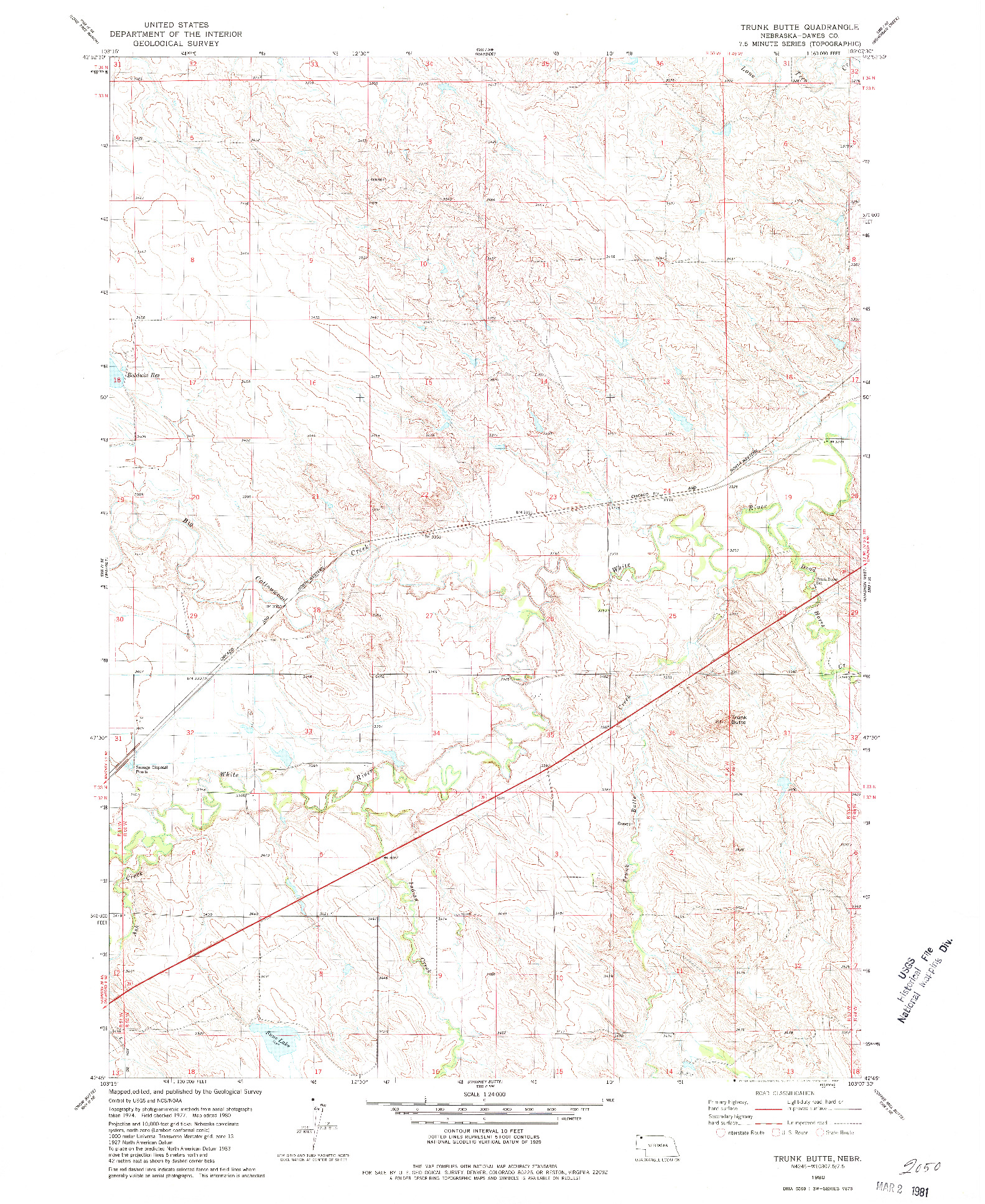 USGS 1:24000-SCALE QUADRANGLE FOR TRUNK BUTTE, NE 1980