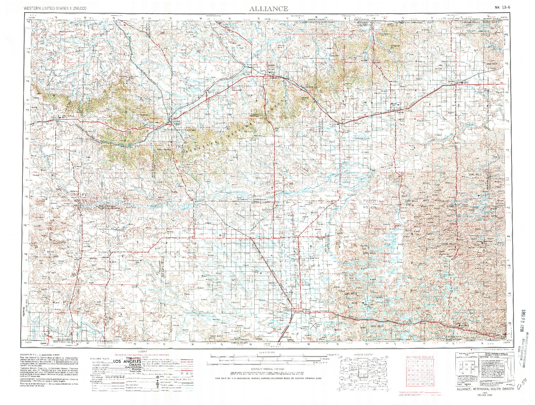 USGS 1:250000-SCALE QUADRANGLE FOR ALLIANCE, NE 1955