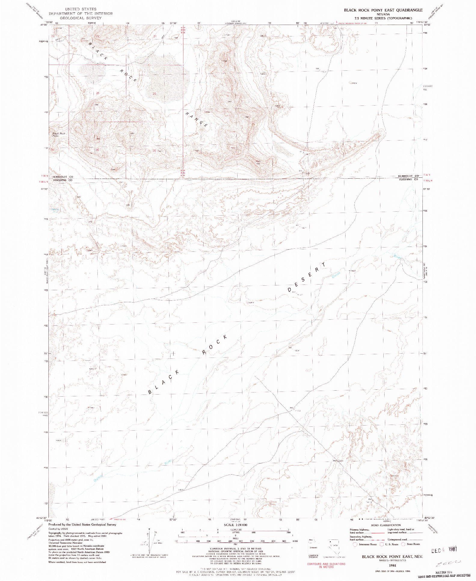 USGS 1:24000-SCALE QUADRANGLE FOR BLACK ROCK POINT EAST, NV 1981