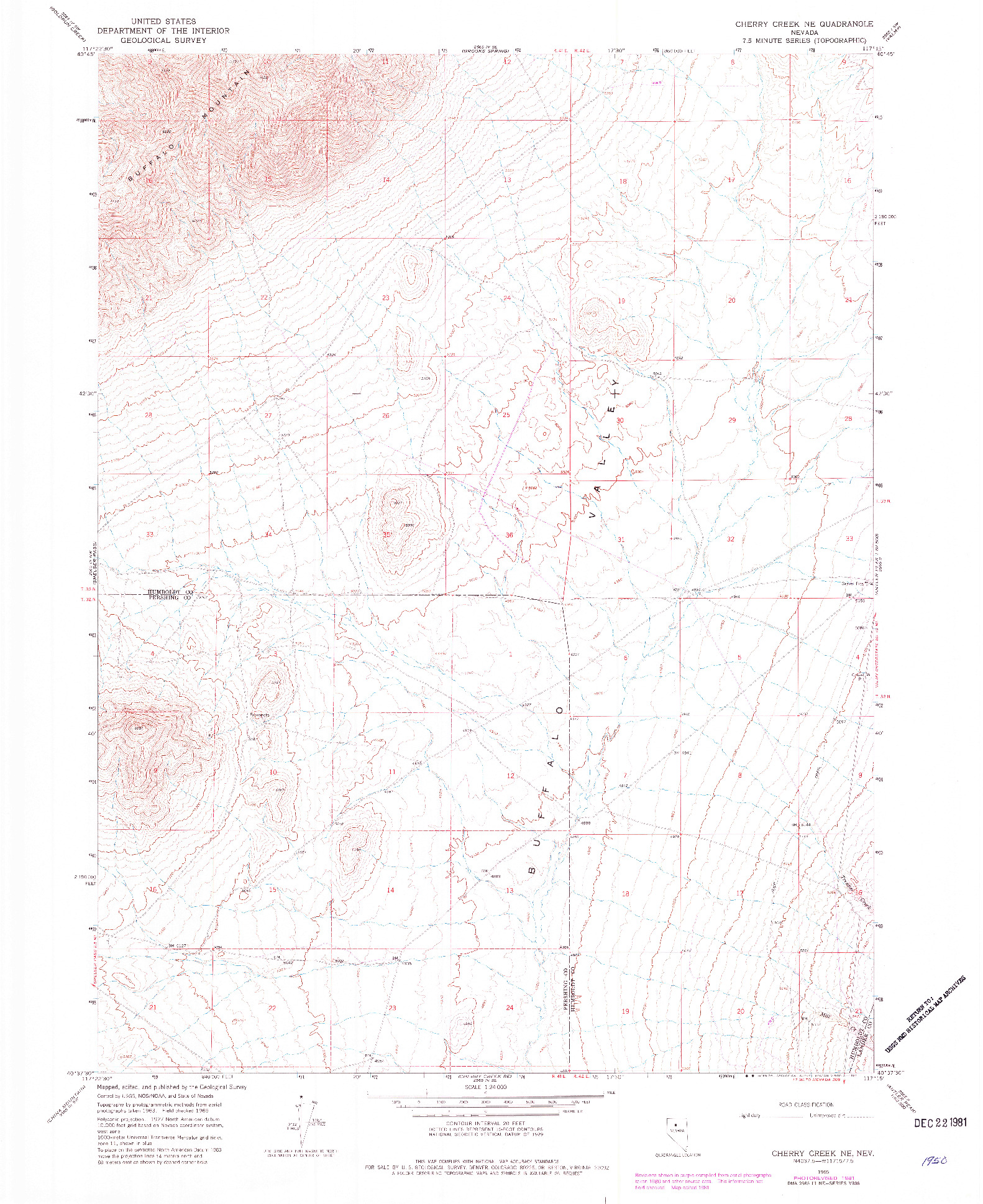 USGS 1:24000-SCALE QUADRANGLE FOR CHERRY CREEK NE, NV 1965