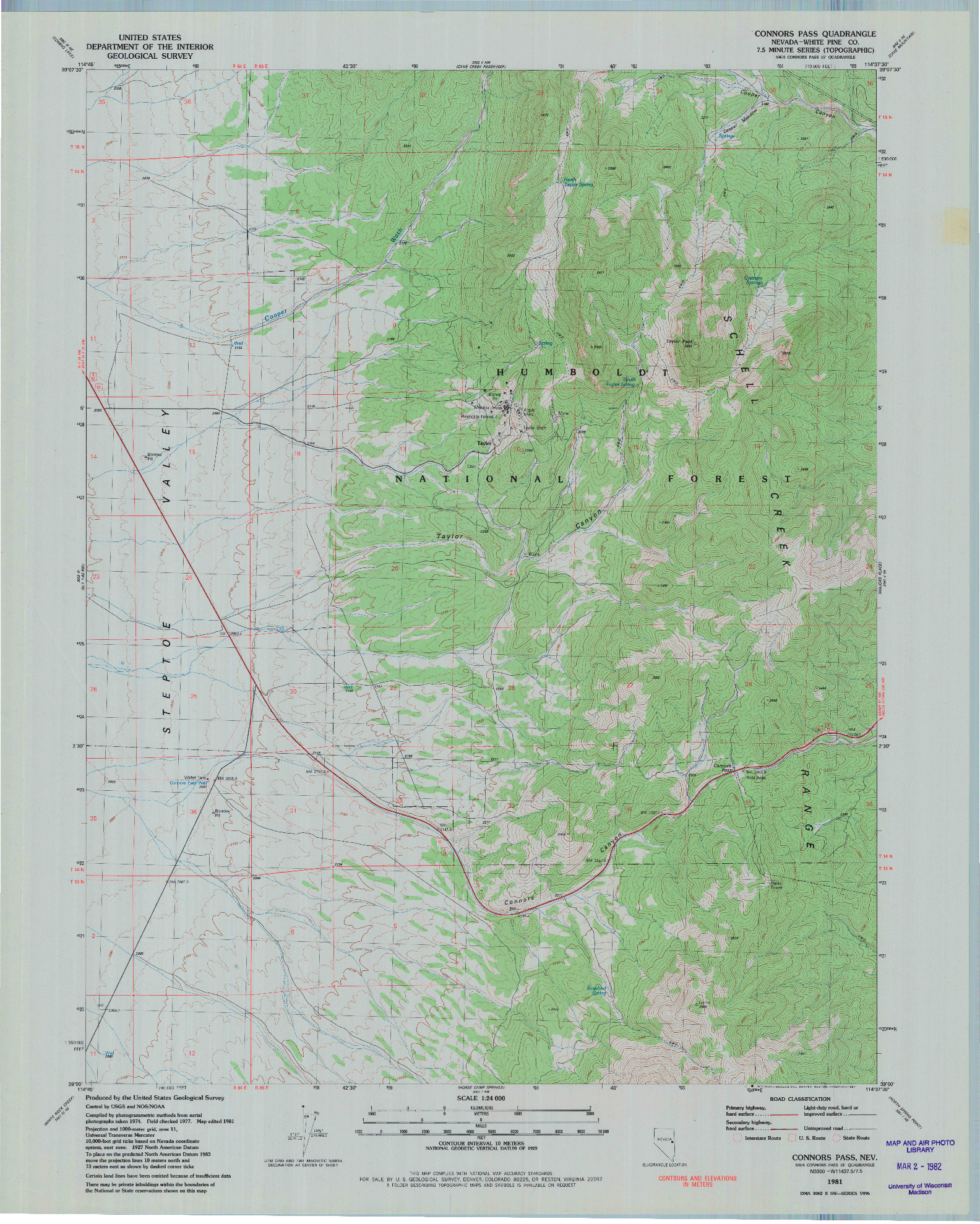 USGS 1:24000-SCALE QUADRANGLE FOR CONNORS PASS, NV 1981