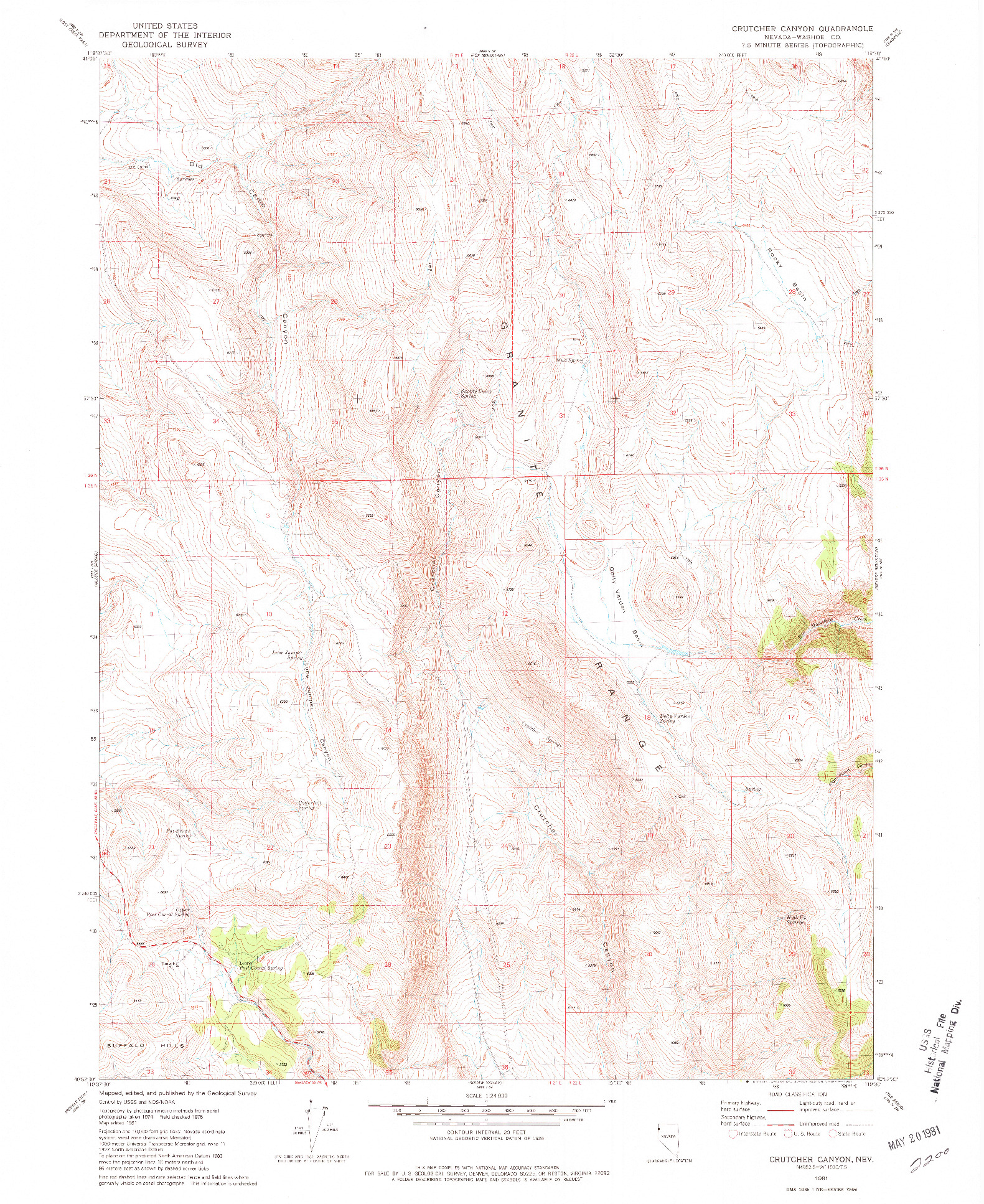 USGS 1:24000-SCALE QUADRANGLE FOR CRUTCHER CANYON, NV 1981